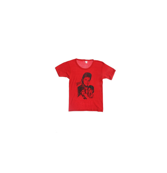 Vintage Red Graphic T-shirt with Black Michael Jackson Print