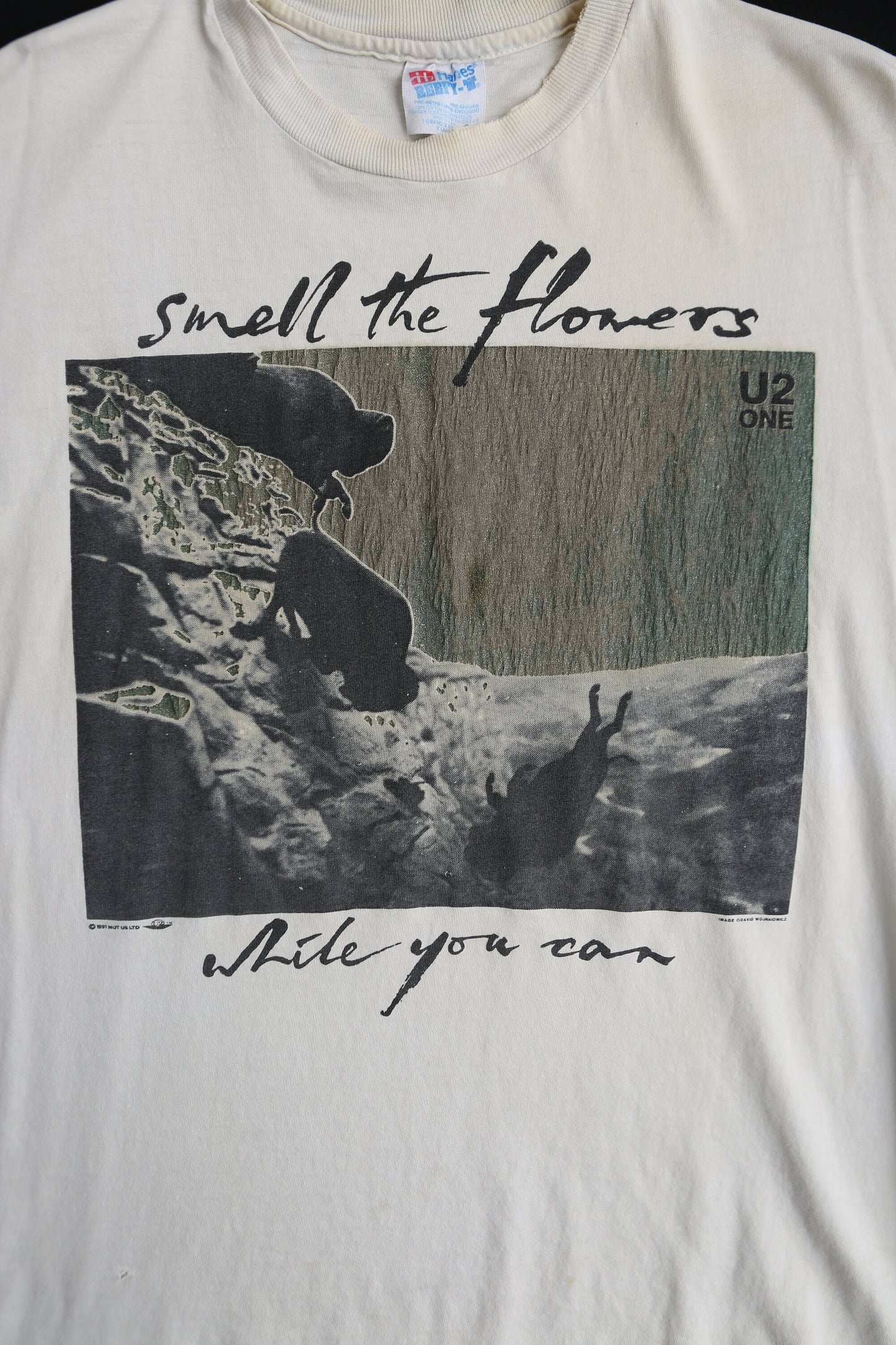 Vintage U2 One T-shirt - Smell the Flowers While You Can