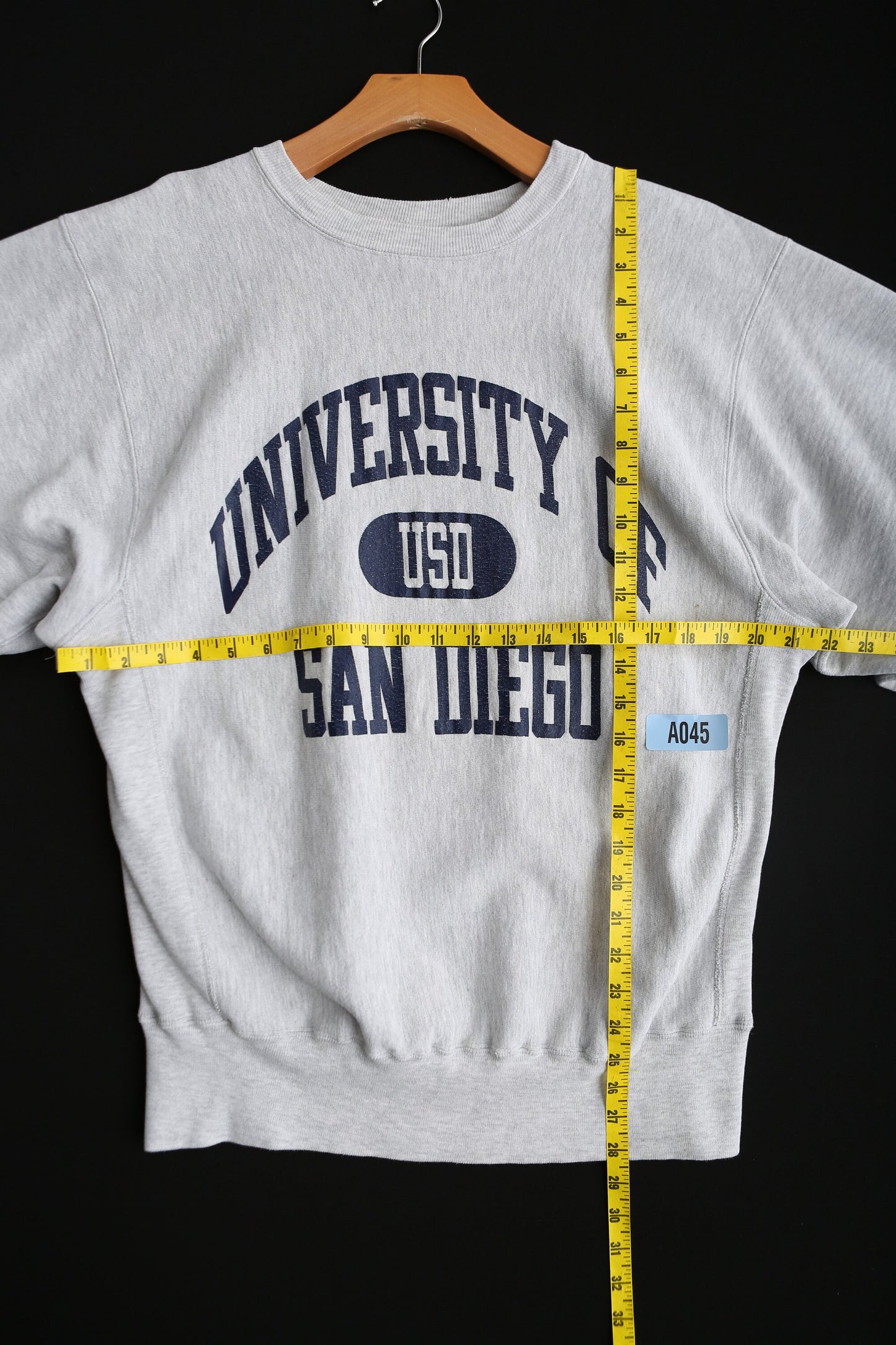 Vintage Champion Gray Crew Neck Sweatshirt - University of San Diego Print - Era 1980's - 1990's