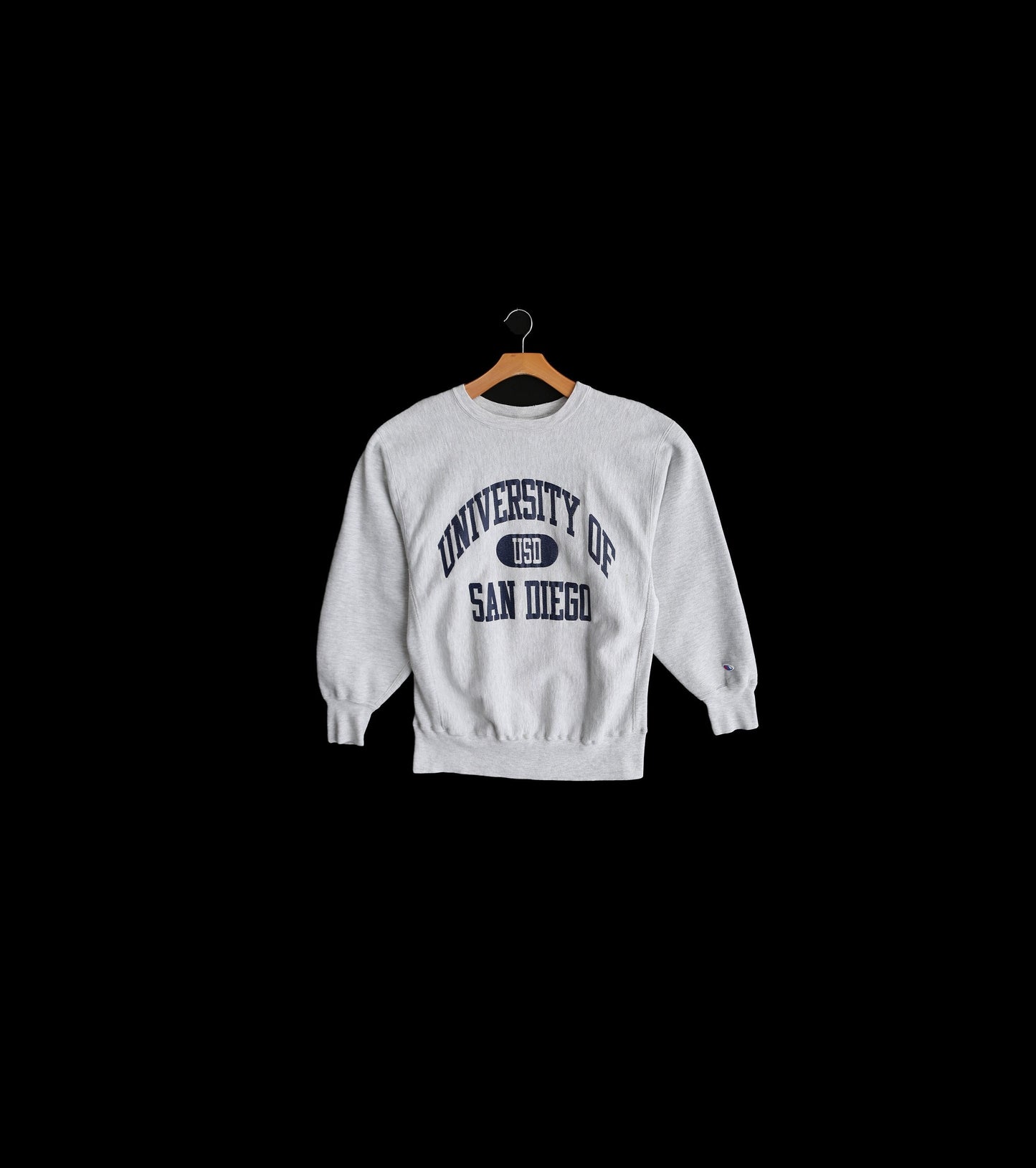 Vintage Champion Gray Crew Neck Sweatshirt - University of San Diego Print - Era 1980's - 1990's