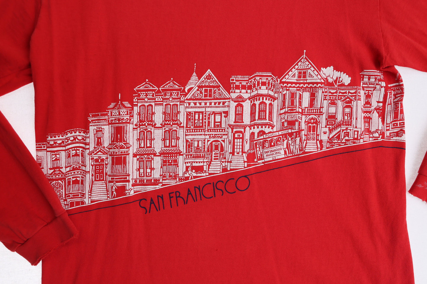 Vintage Long Sleeve Red Graphic Shirt - San Francisco Print