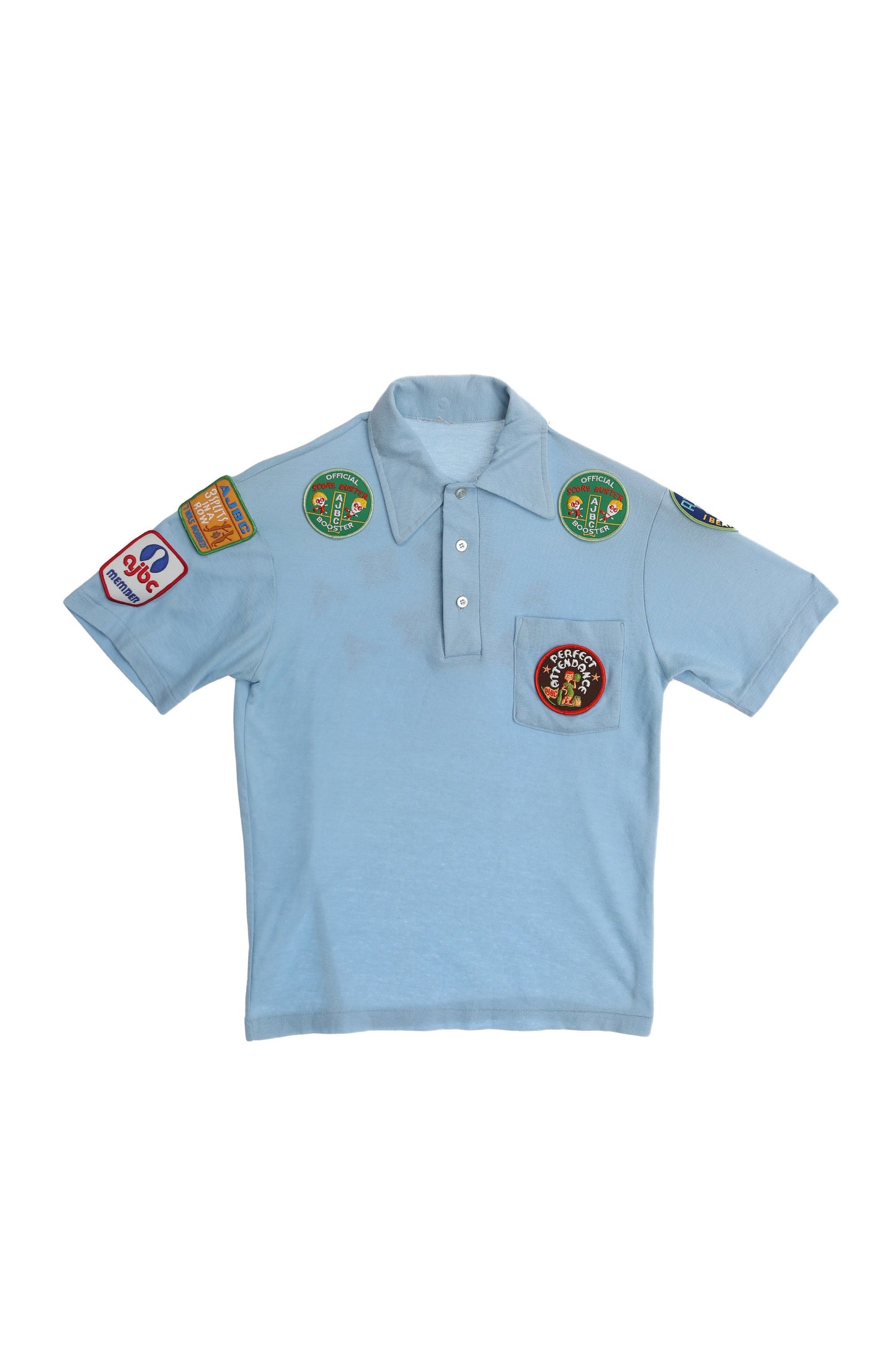 Vintage Men's Bowling Blue Shirt with Bowling Patches