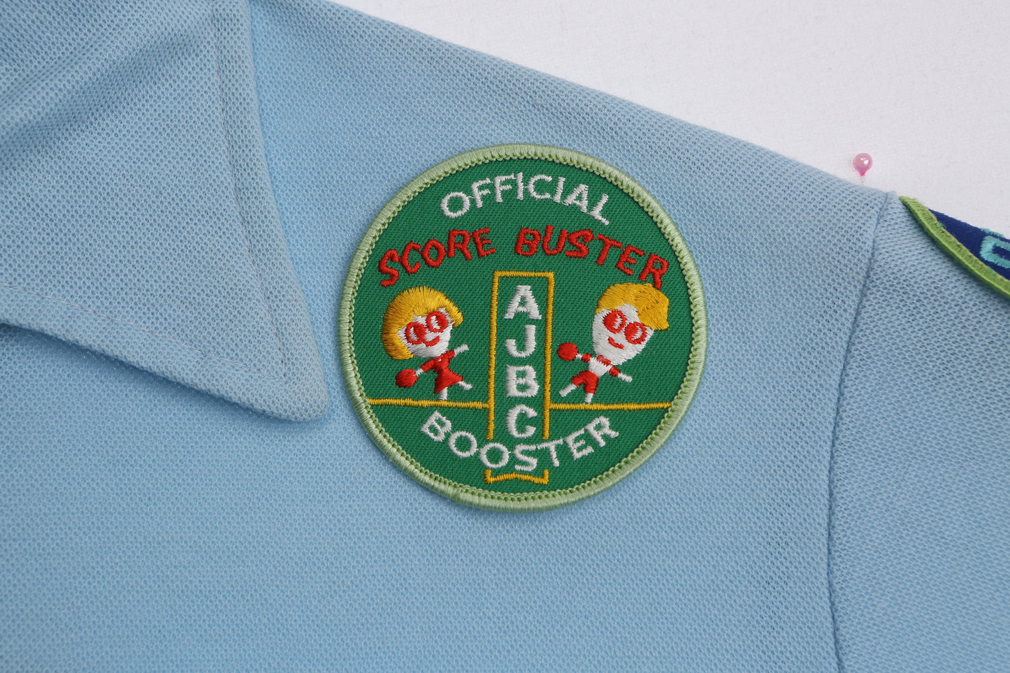 Vintage Men's Bowling Blue Shirt with Bowling Patches