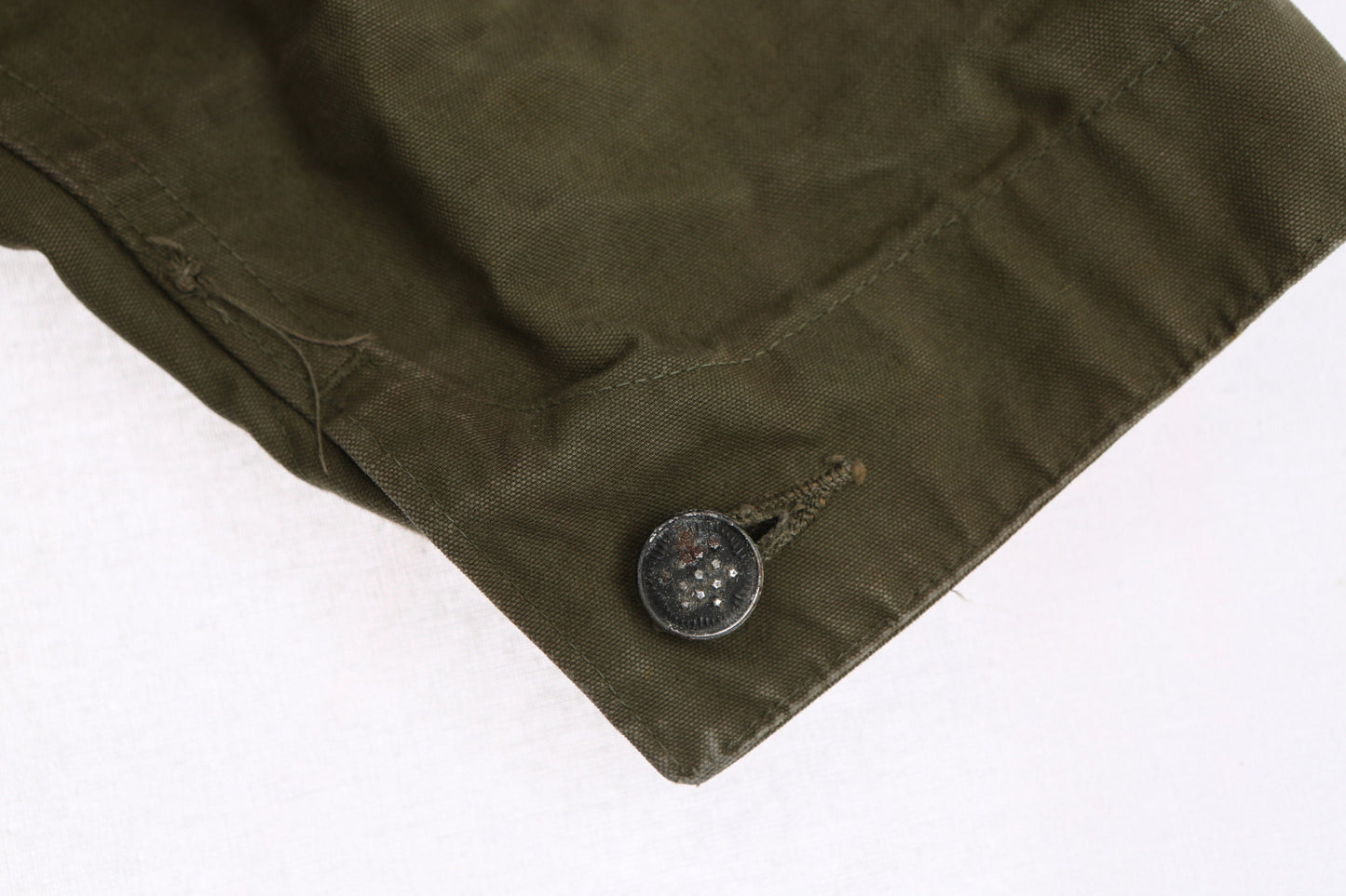 Vintage Military Green Canvas Coverall with Black Star Steel Buttons - Era 1940's - 1950' s