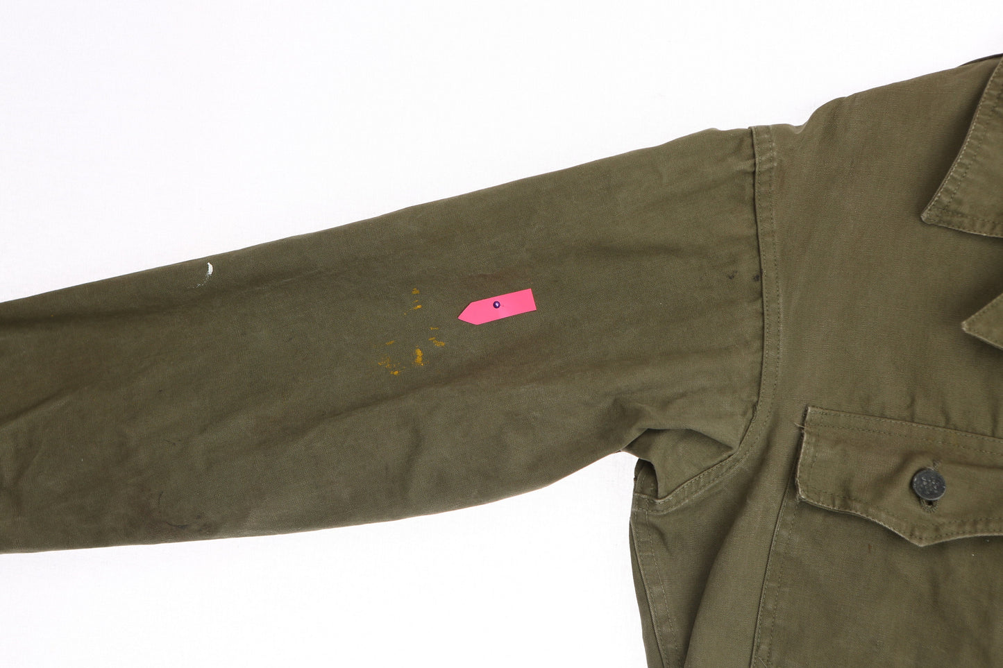 Vintage Military Green Canvas Coverall with Black Star Steel Buttons - Era 1940's - 1950' s
