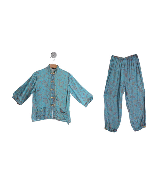 Vintage Chinese Blue Brocade