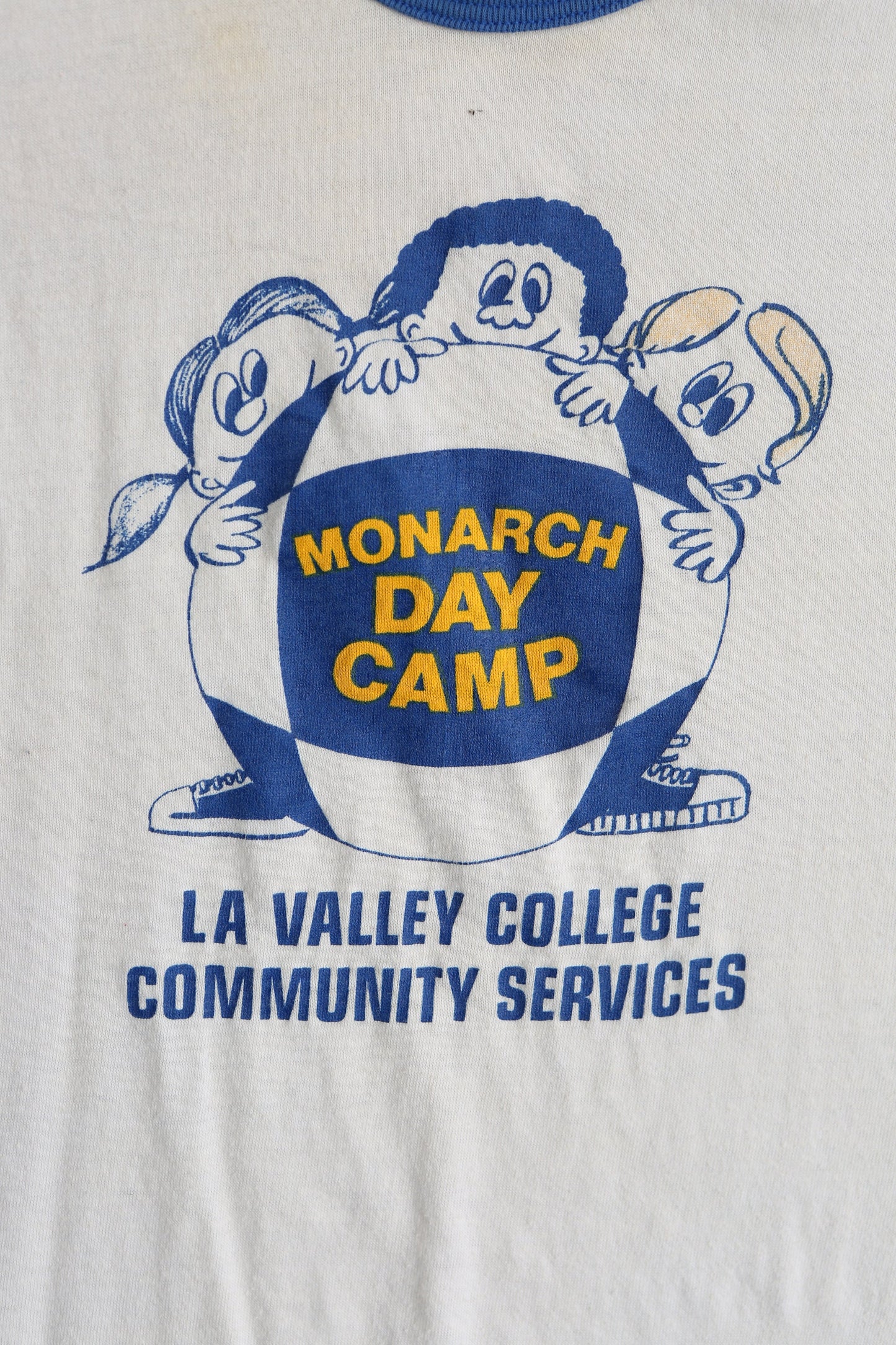 Vintage Monarch Day Camp White Ringer T-shirt
