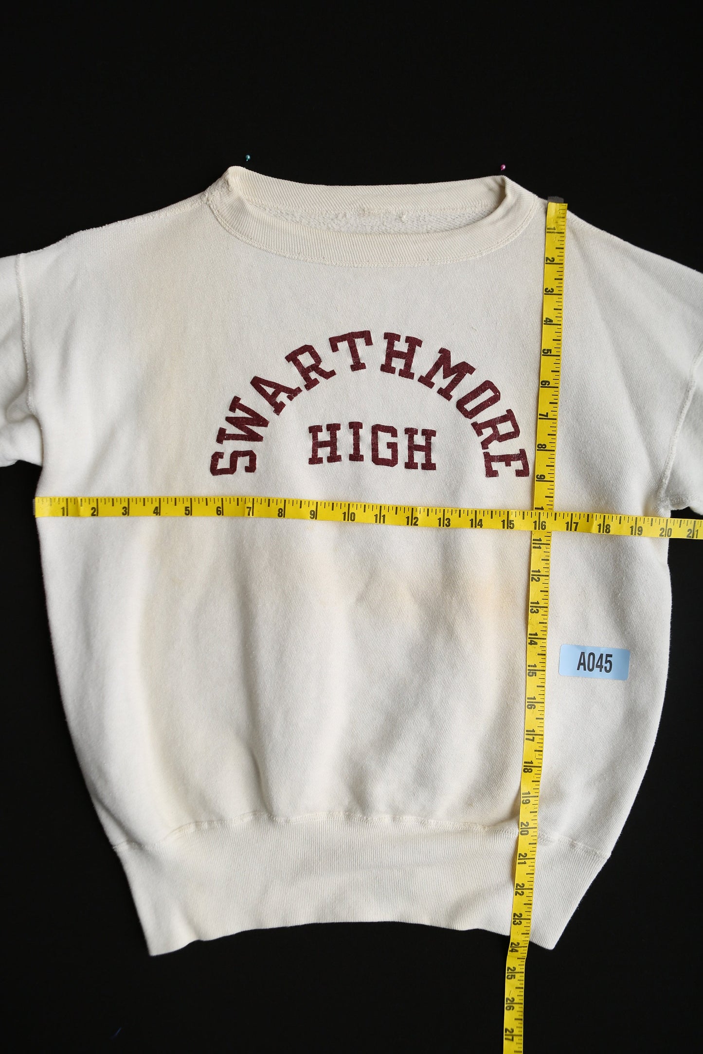 Vintage Crew Neck White T-shirt with Swarthmore High Print