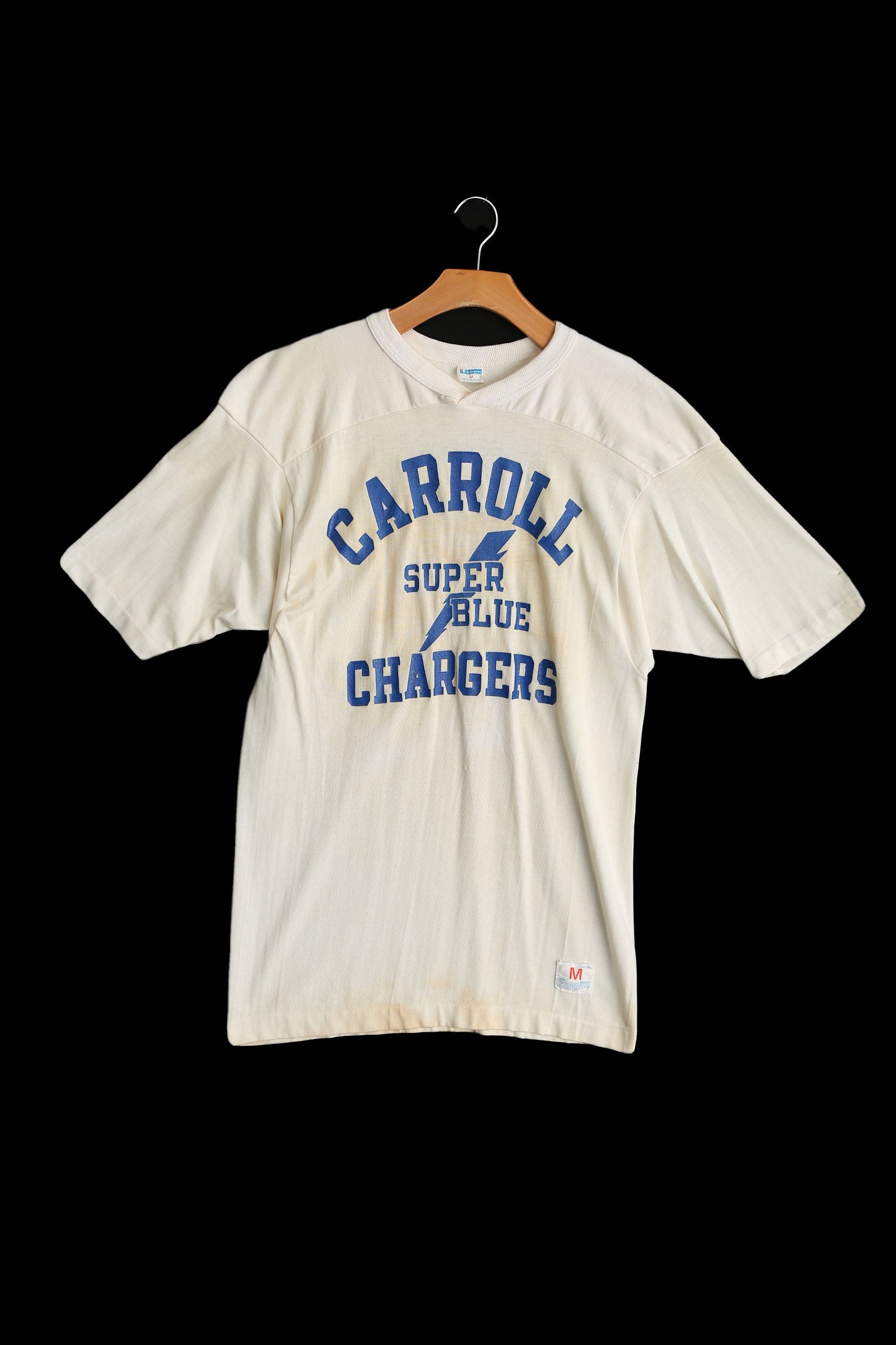 Vintage Football Jersey by Champion with Carrol Super Blue Charges - Era 1970's - 1980's