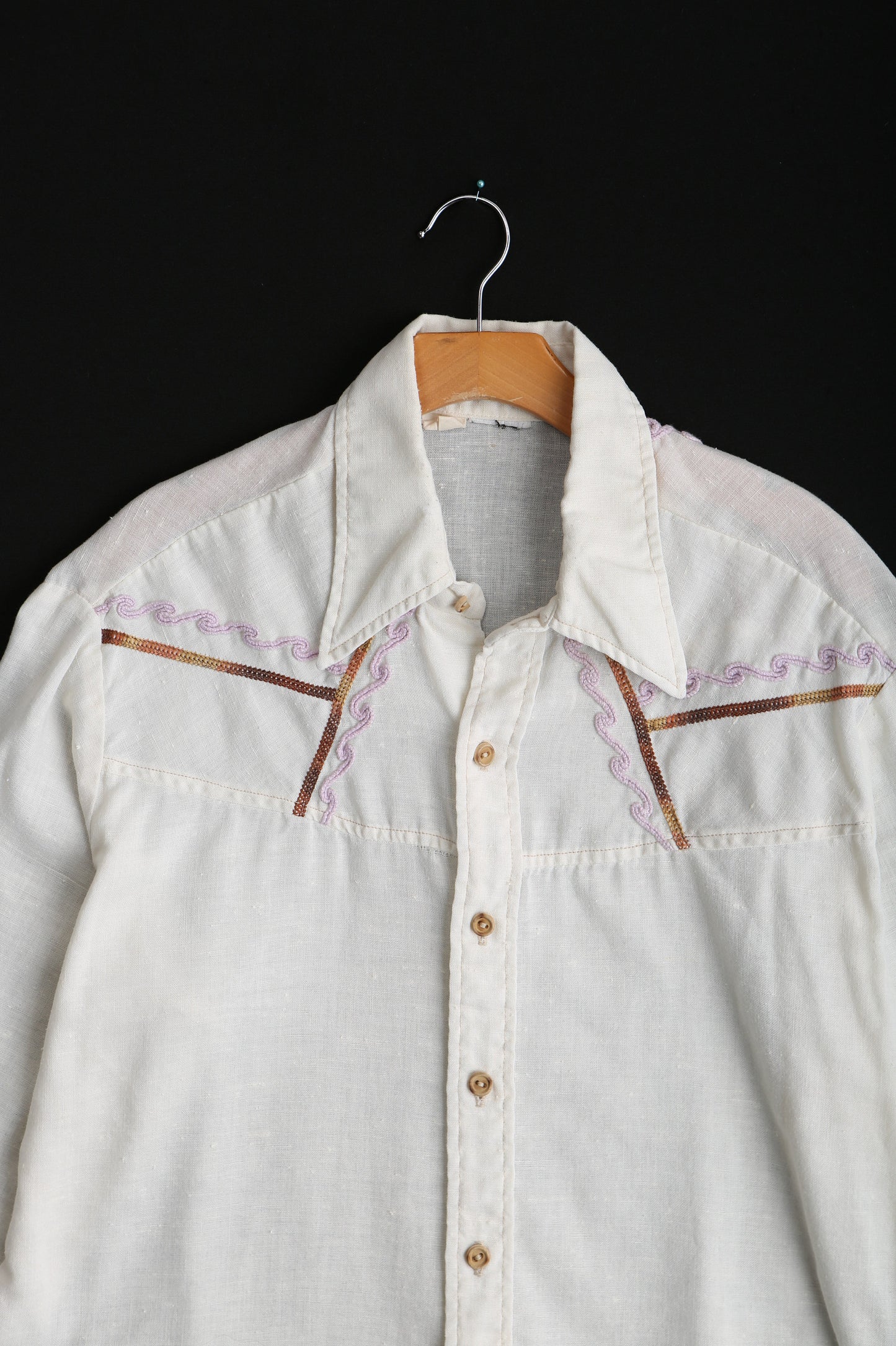 70s White Button Up Cotton Shirt