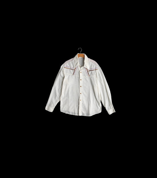 70s White Button Up Cotton Shirt