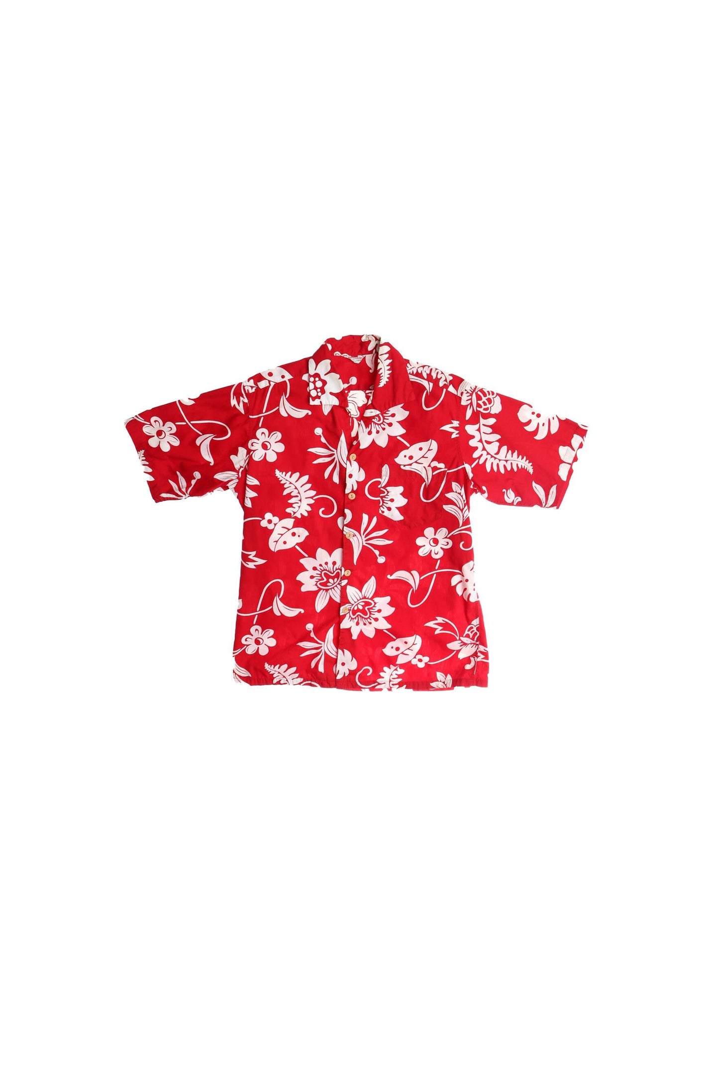 Vintage Red Hawaiian Shirt With White Floral Print By - Kamehameha