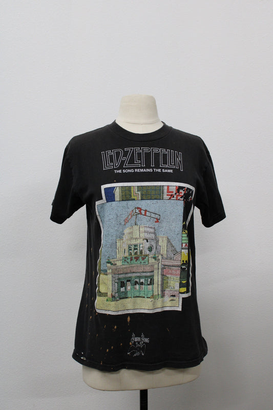 Led zeppelin vintage t-shirt the song remains the same swan song tennessee river label rare vintage black bleached