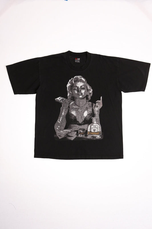 Vintage marilyn monroe tequila no love all hustle gangster t-shirt shirt black