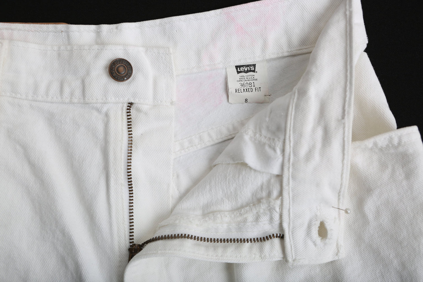 Vitage Levi's High Waist White Denim Short