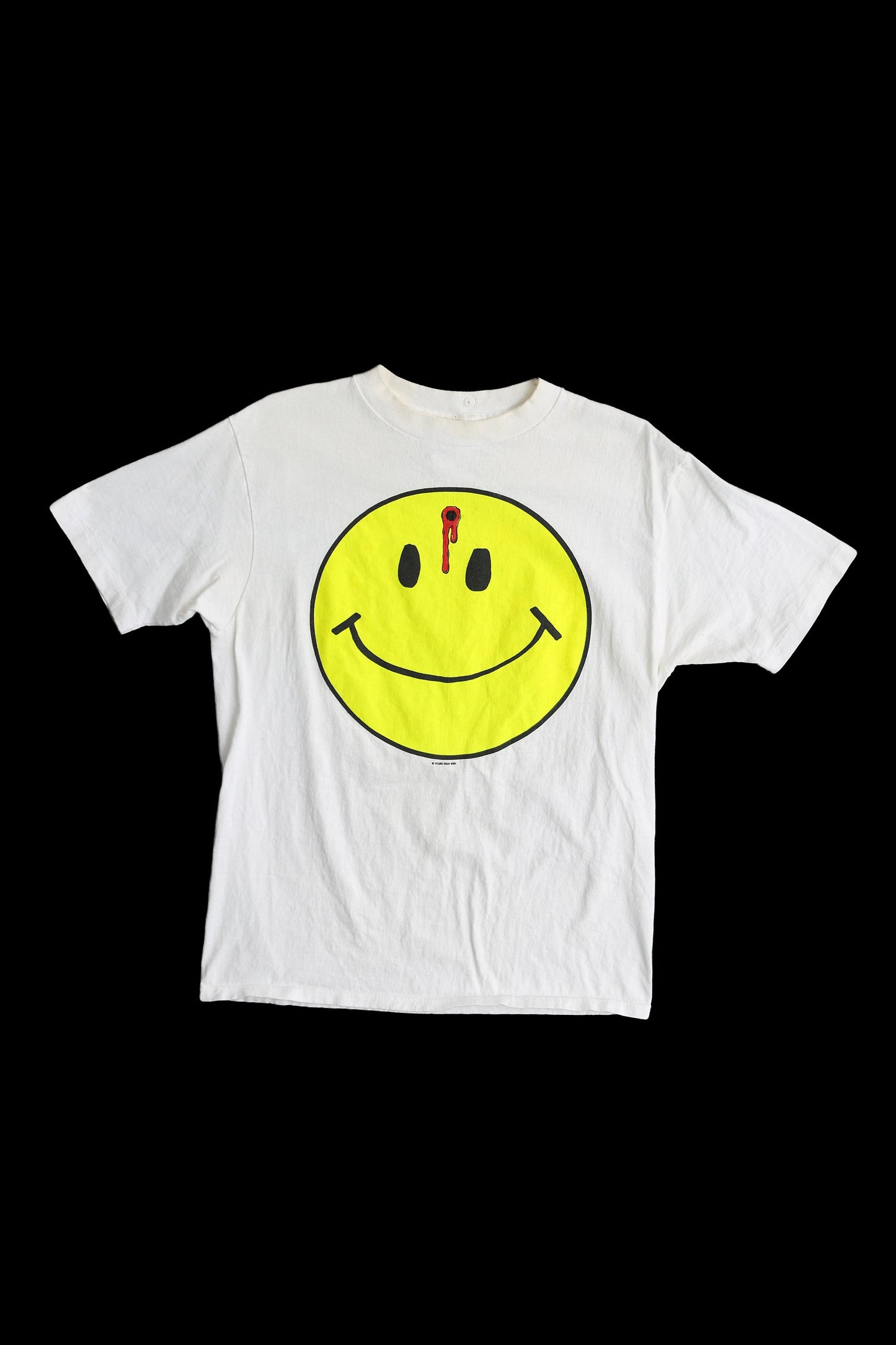 Vintage Happy Face White Graphic T-shirt - Yours Truly 1995