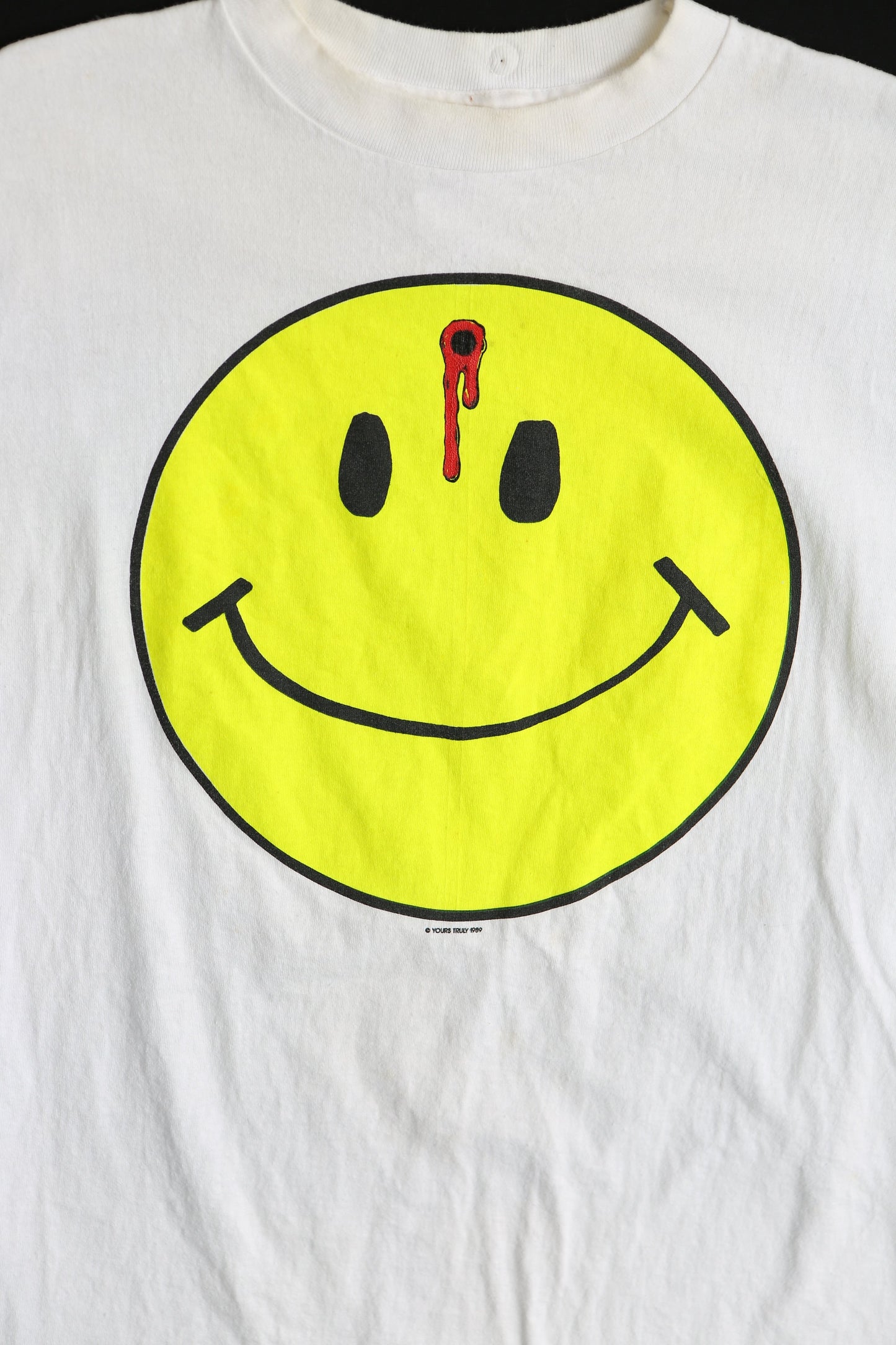 Vintage Happy Face White Graphic T-shirt - Yours Truly 1995
