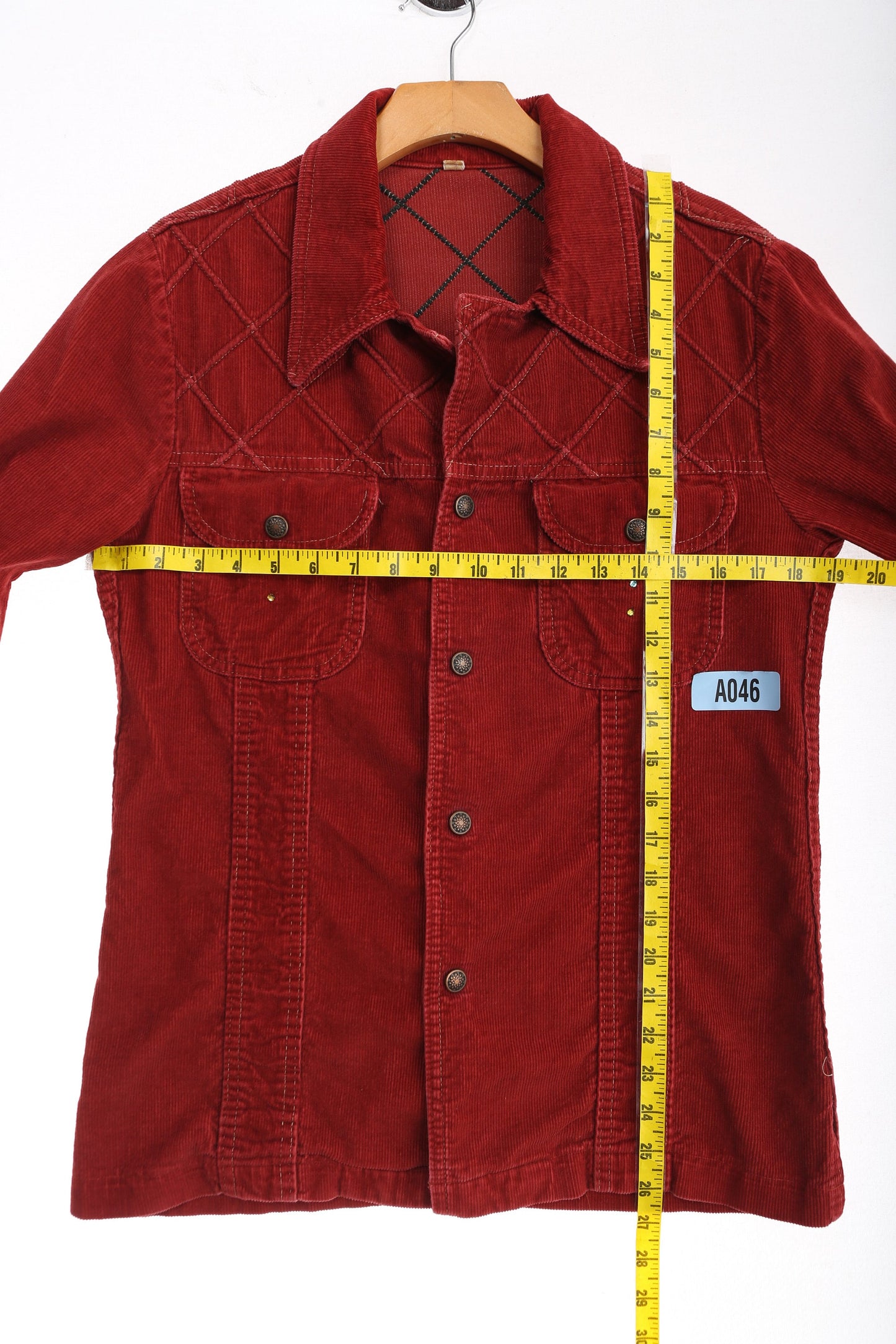 70s Men red Corduroy Shirt