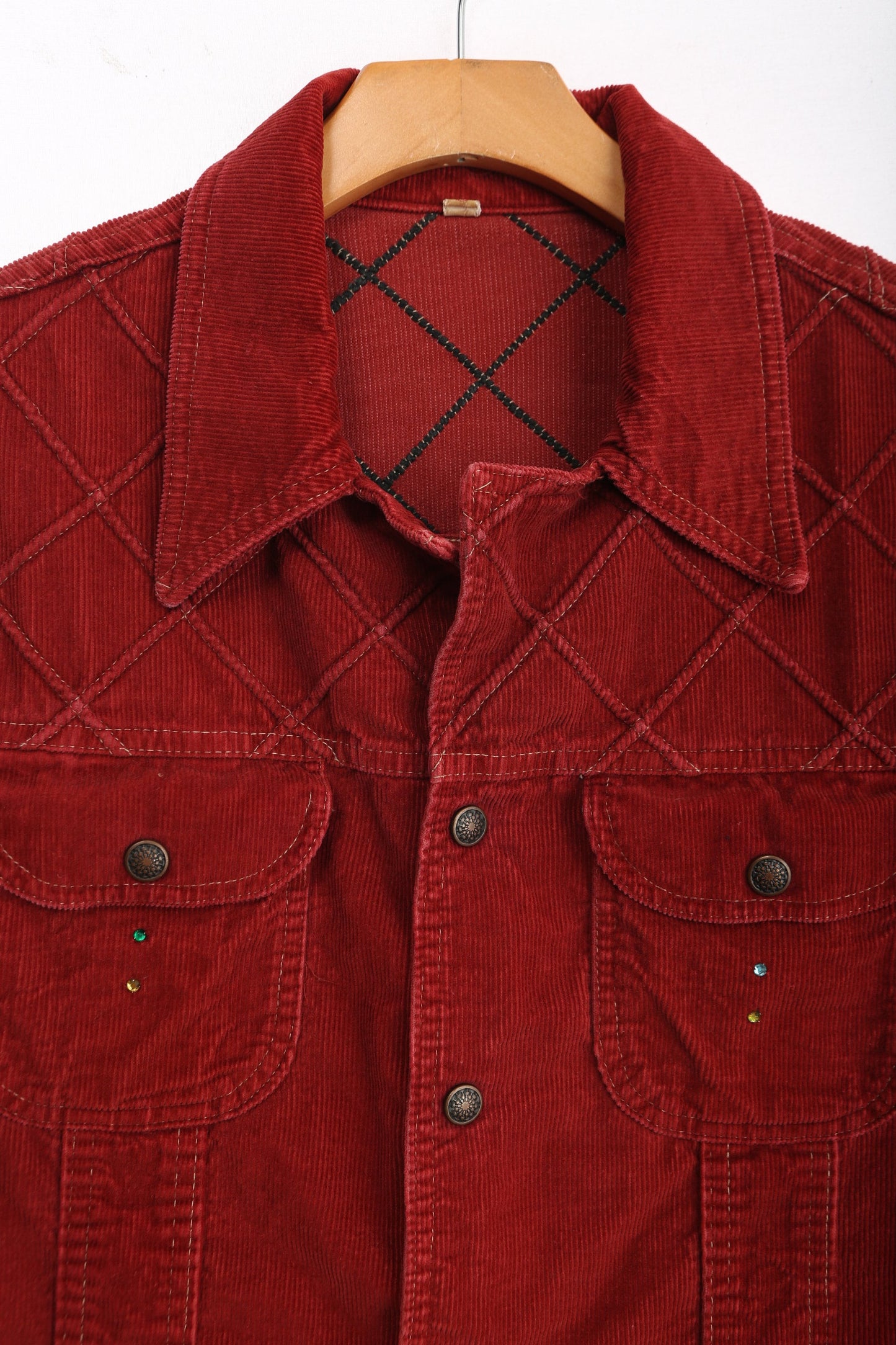 70s Men red Corduroy Shirt