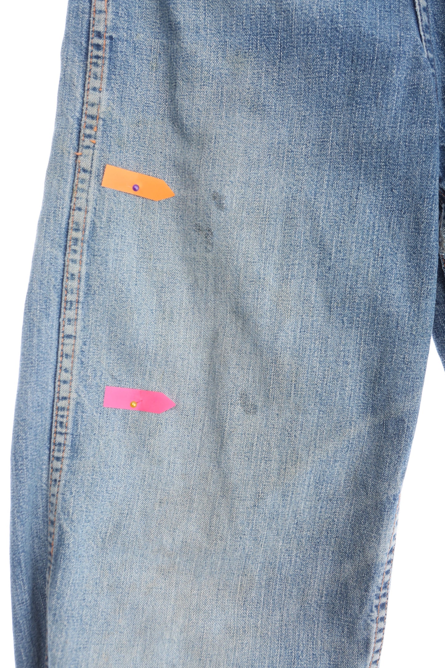 Vintage Men 1970's Blue Denim Distressed Pants by Ranch Craft