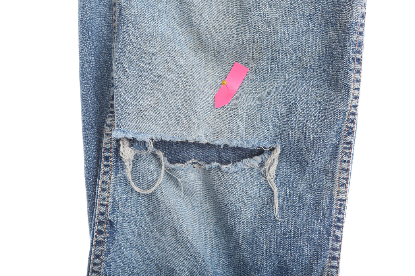 Vintage Men 1970's Blue Denim Distressed Pants by Ranch Craft