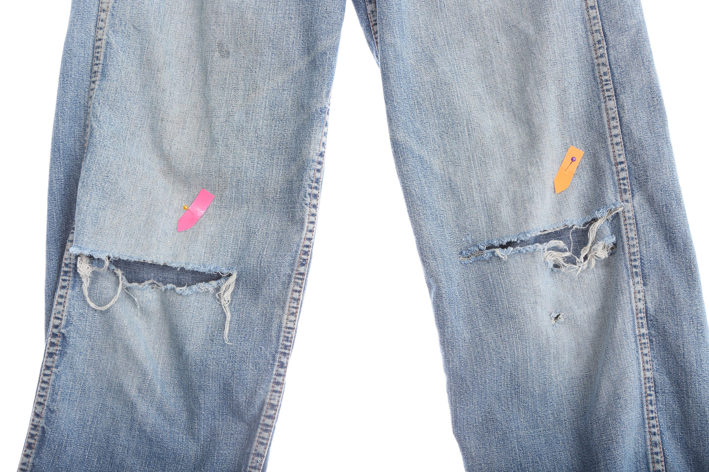 Vintage Men 1970's Blue Denim Distressed Pants by Ranch Craft