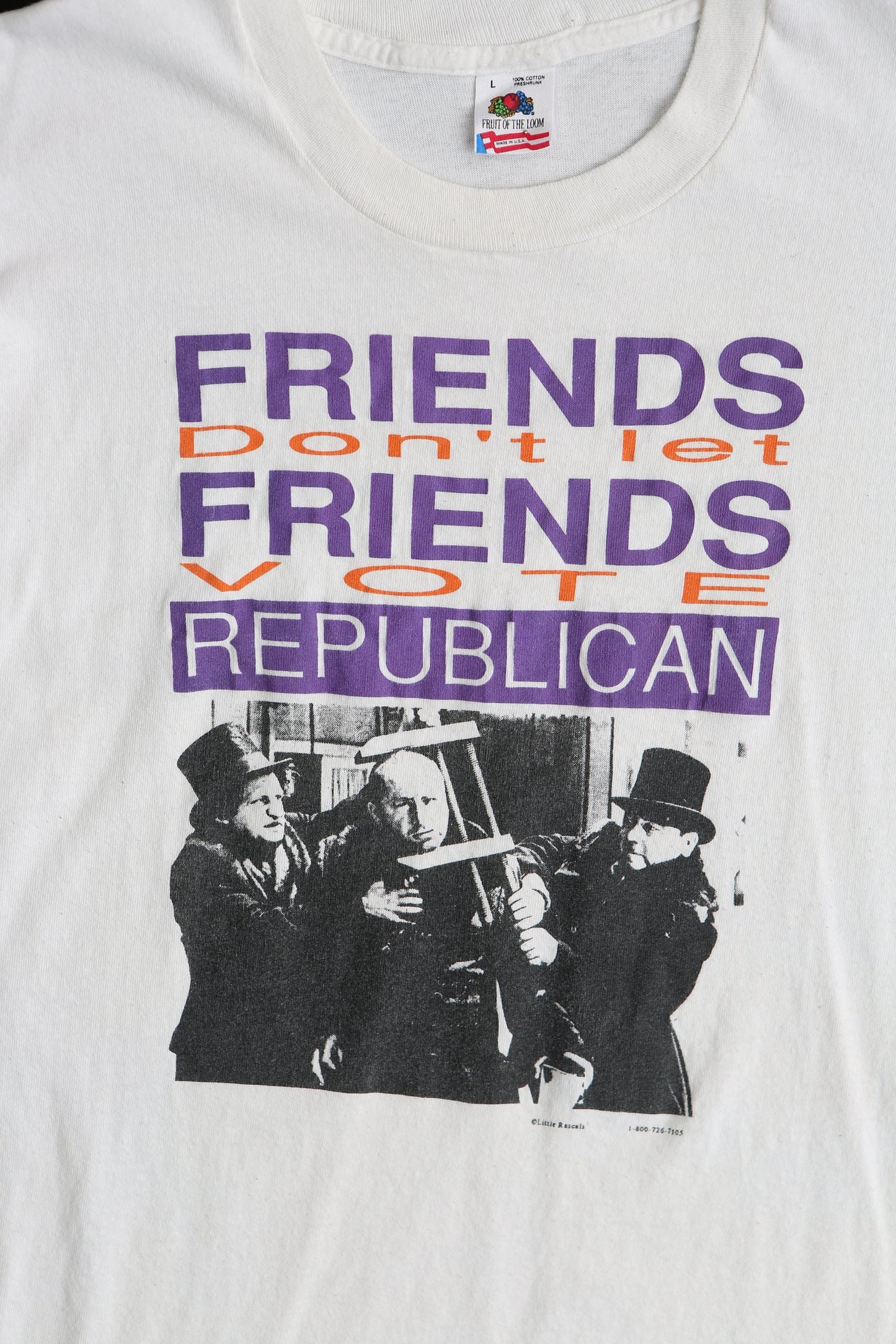 The Three Stooges Vintage Graphic T-shirt - Friends Don't Let Friends Vote Republican