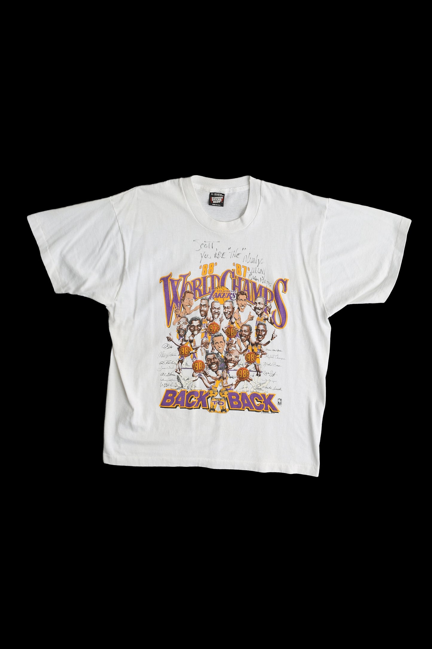 Vintage Los Angeles Lakers Back-to-Back World Champs Graphic T-shirt