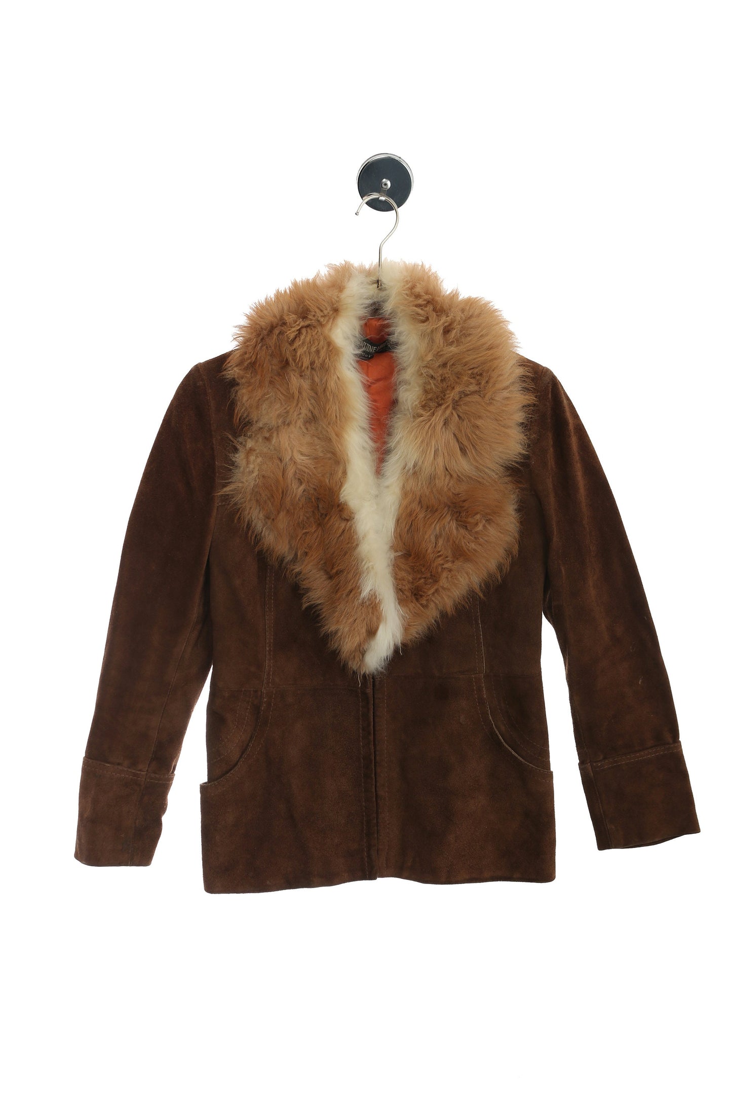 Vintage women Brown Suede Jacket with Fur Collar - Made in Uruguay