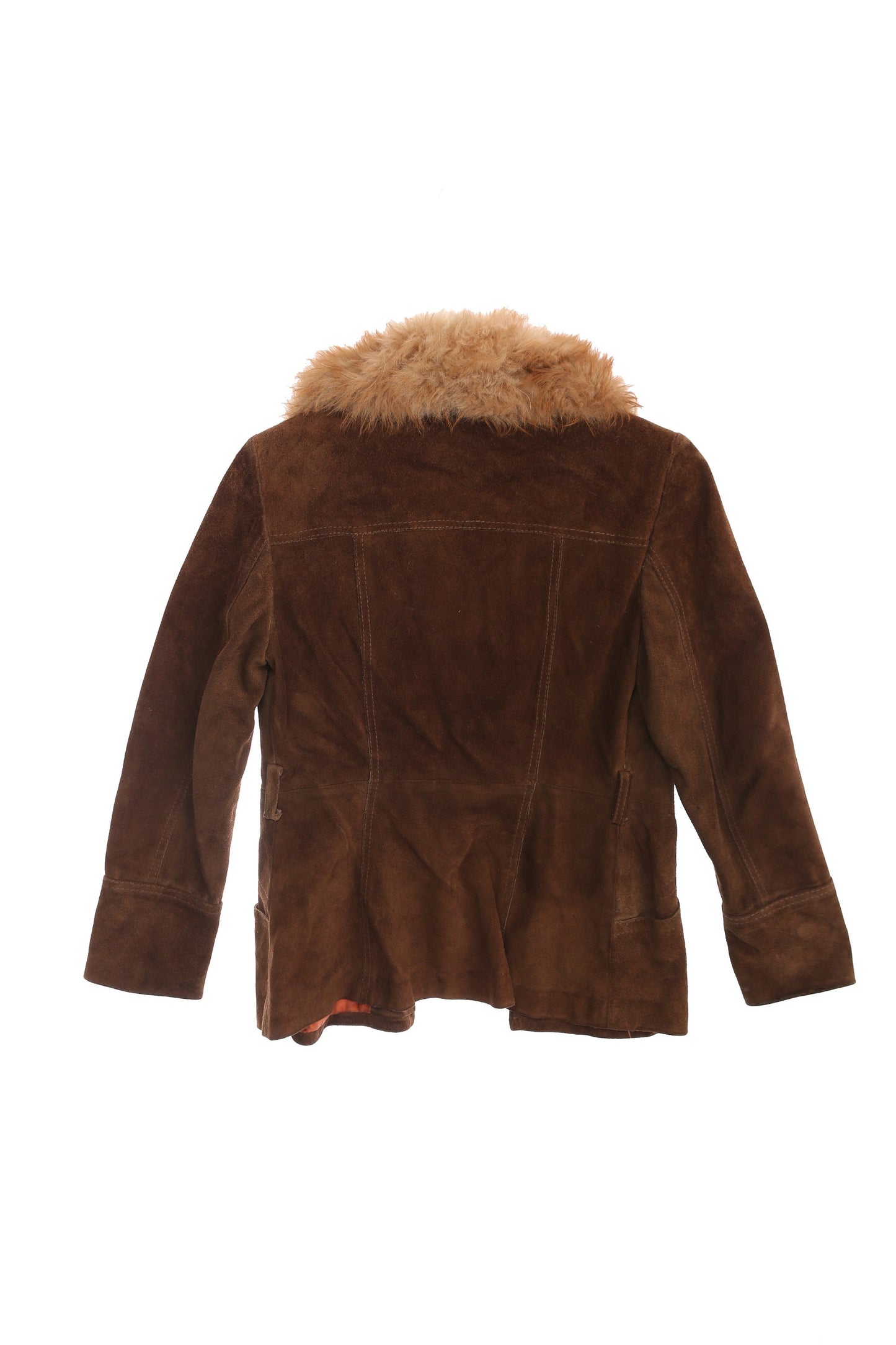 Vintage women Brown Suede Jacket with Fur Collar - Made in Uruguay