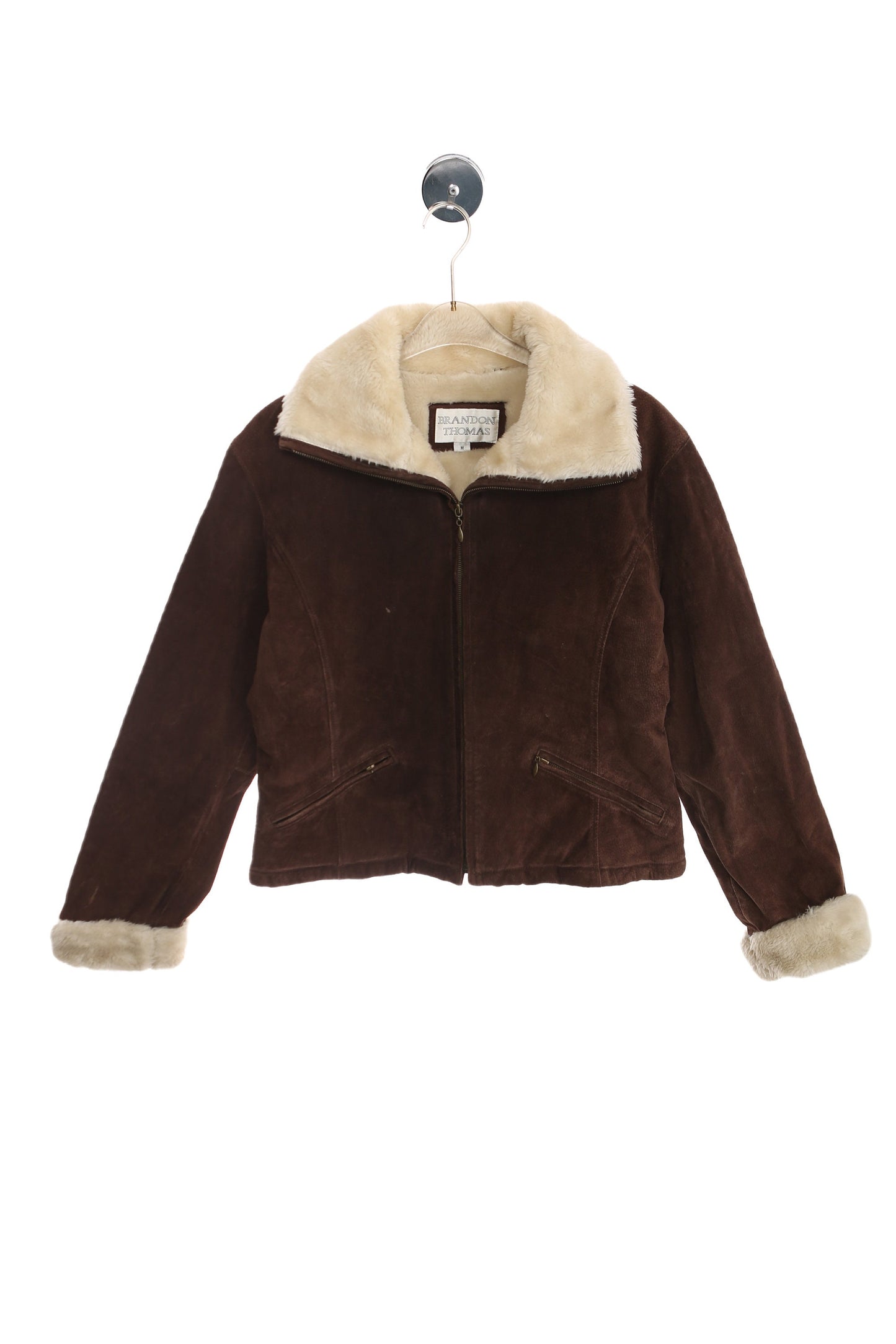 Vintage Women Brown Suede Shearling Jacket