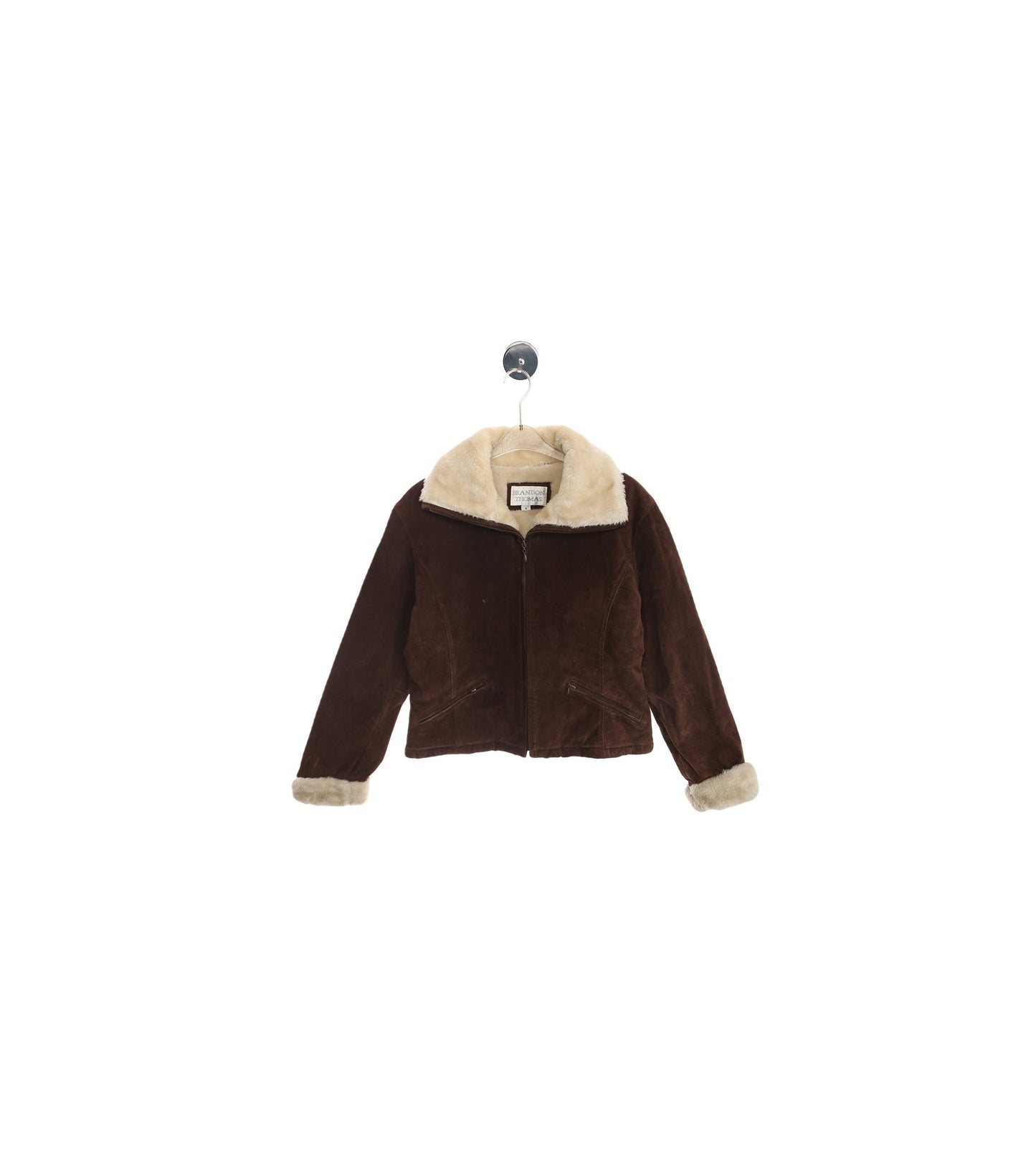 Vintage Women Brown Suede Shearling Jacket
