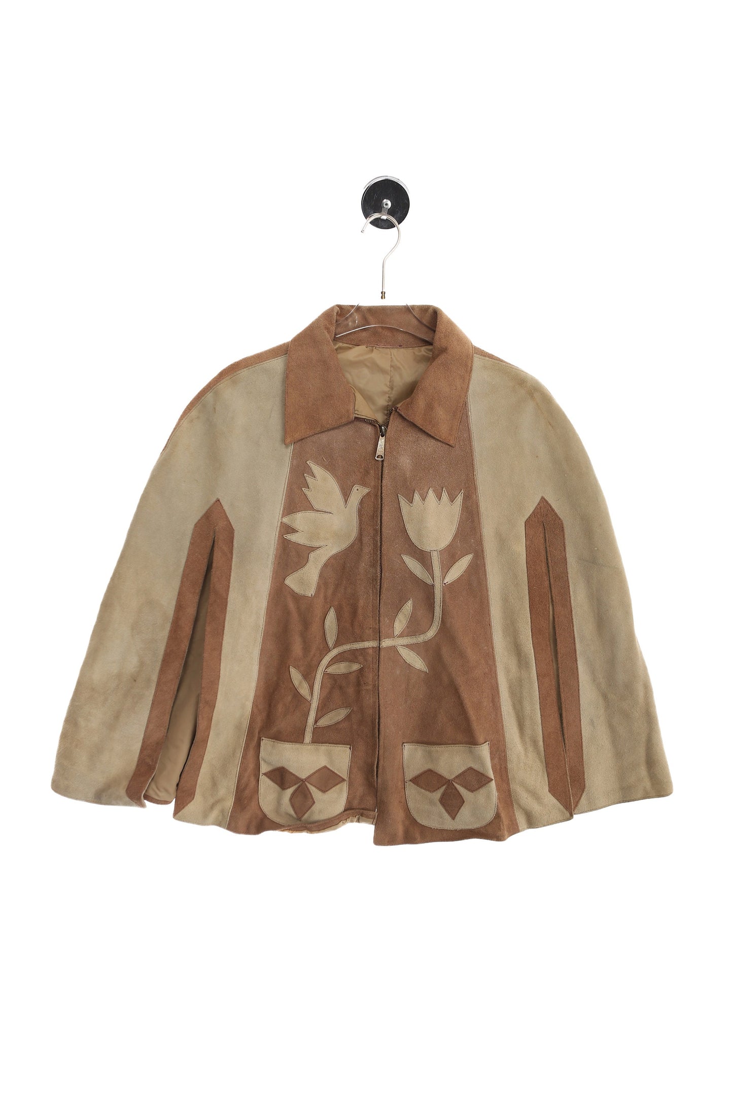 Vintage Women Suede Poncho - Era 1960's - 1970's