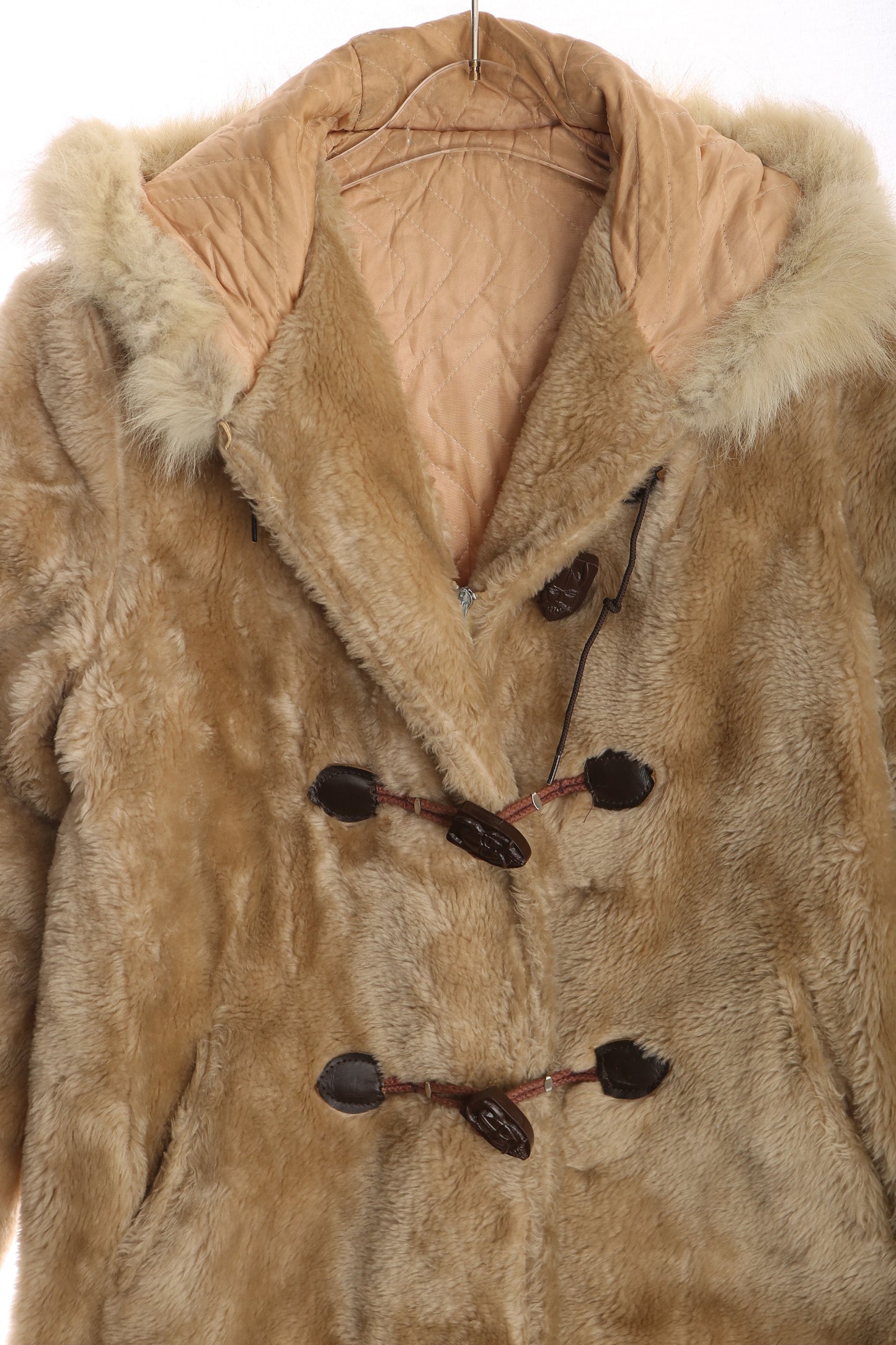 Vintage Faux Fur Hooded Coat - Era 1960's - 1970's