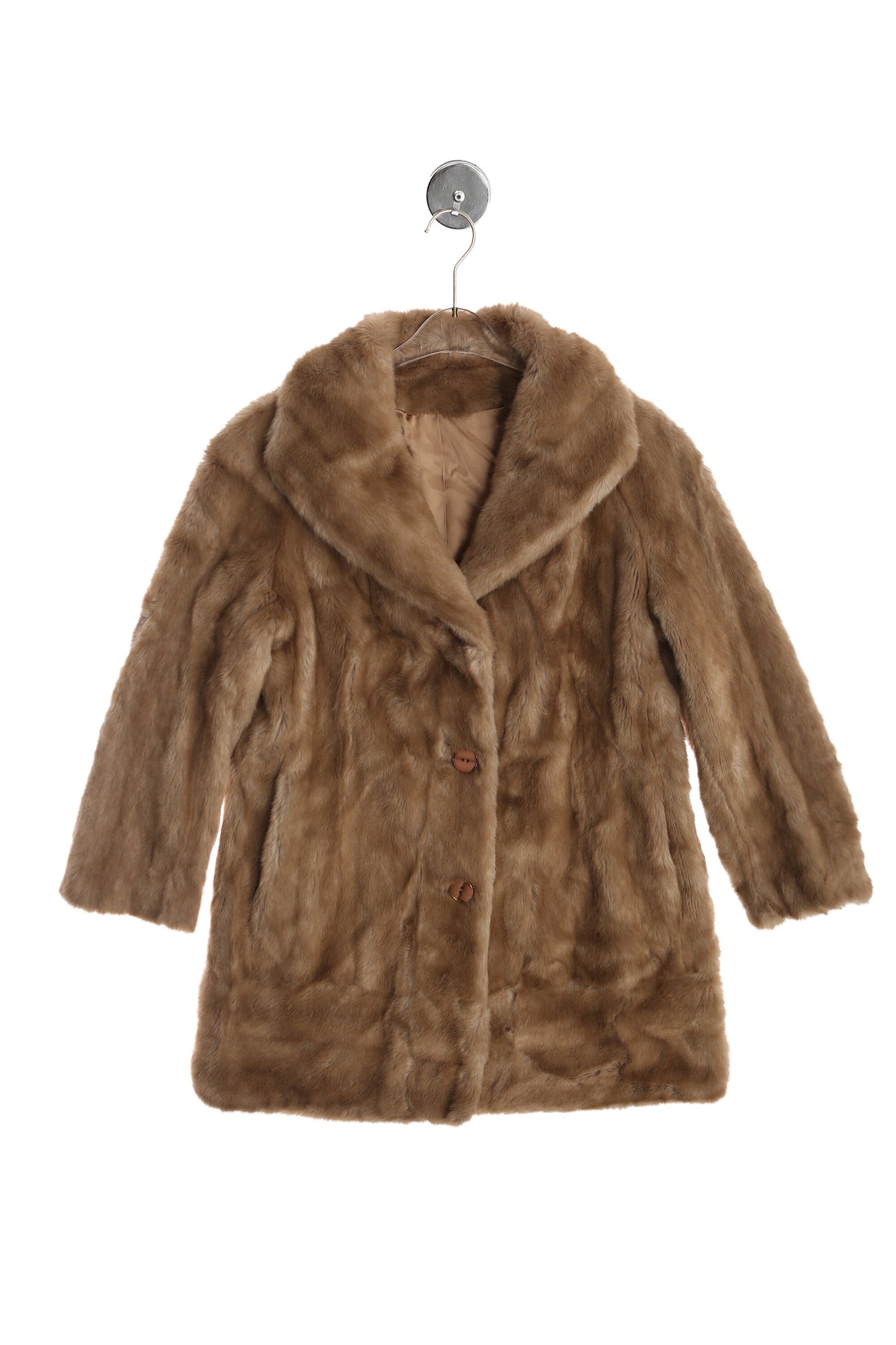 Vintage Women Brown Faux Fur Coat