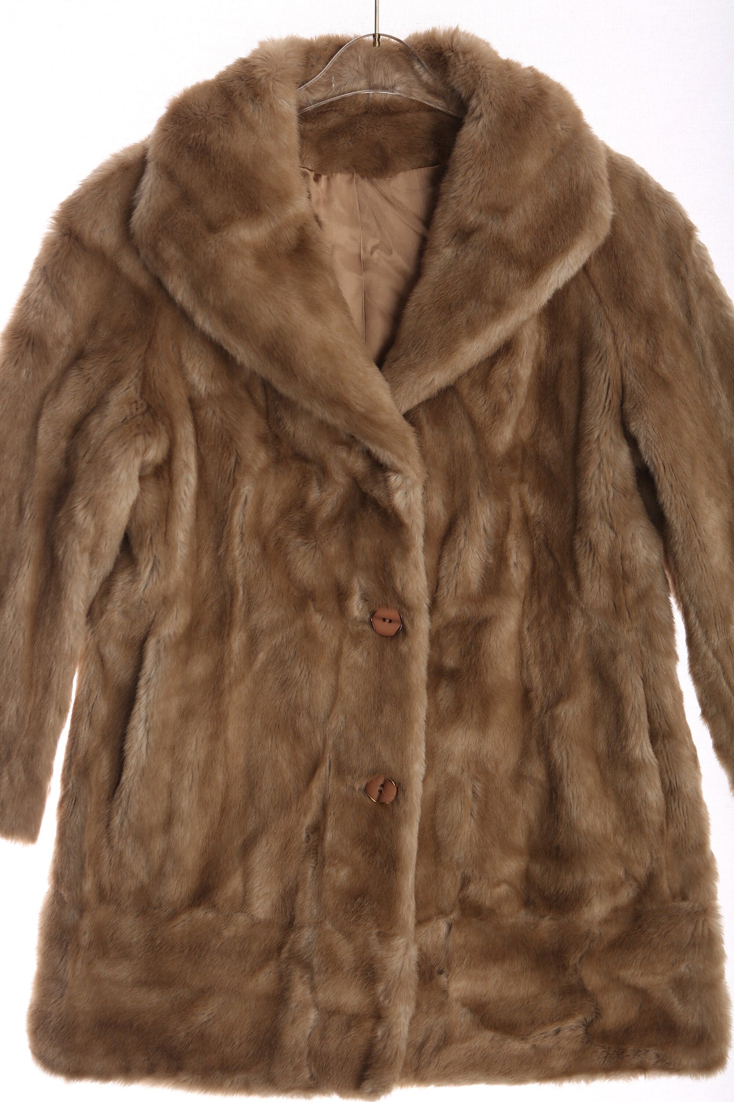 Vintage Women Brown Faux Fur Coat