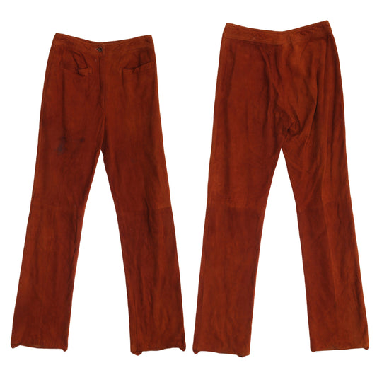 Vintage Women Brown Suede Pants