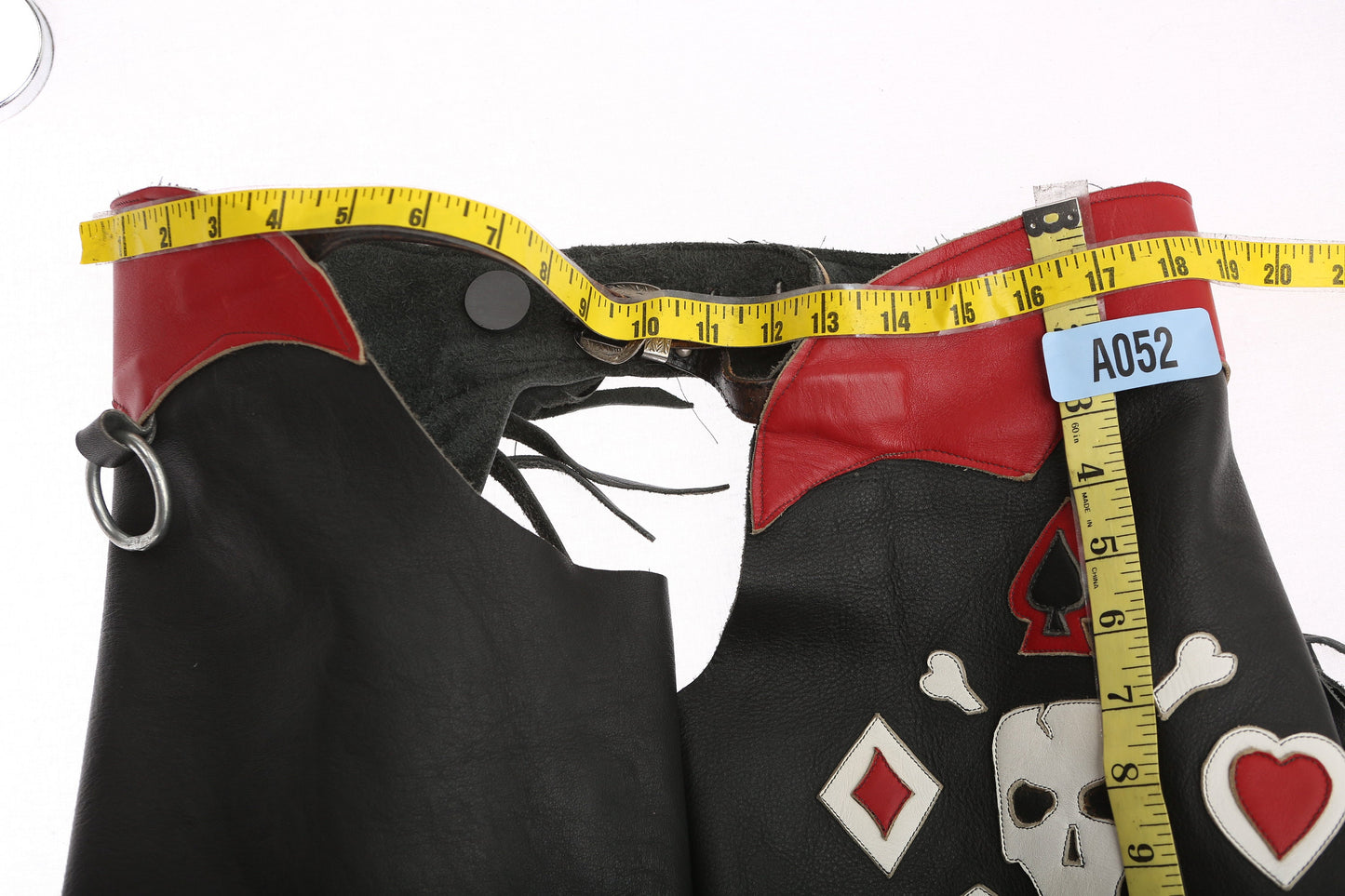 Black Leather Chaps with White Leather Skull Design