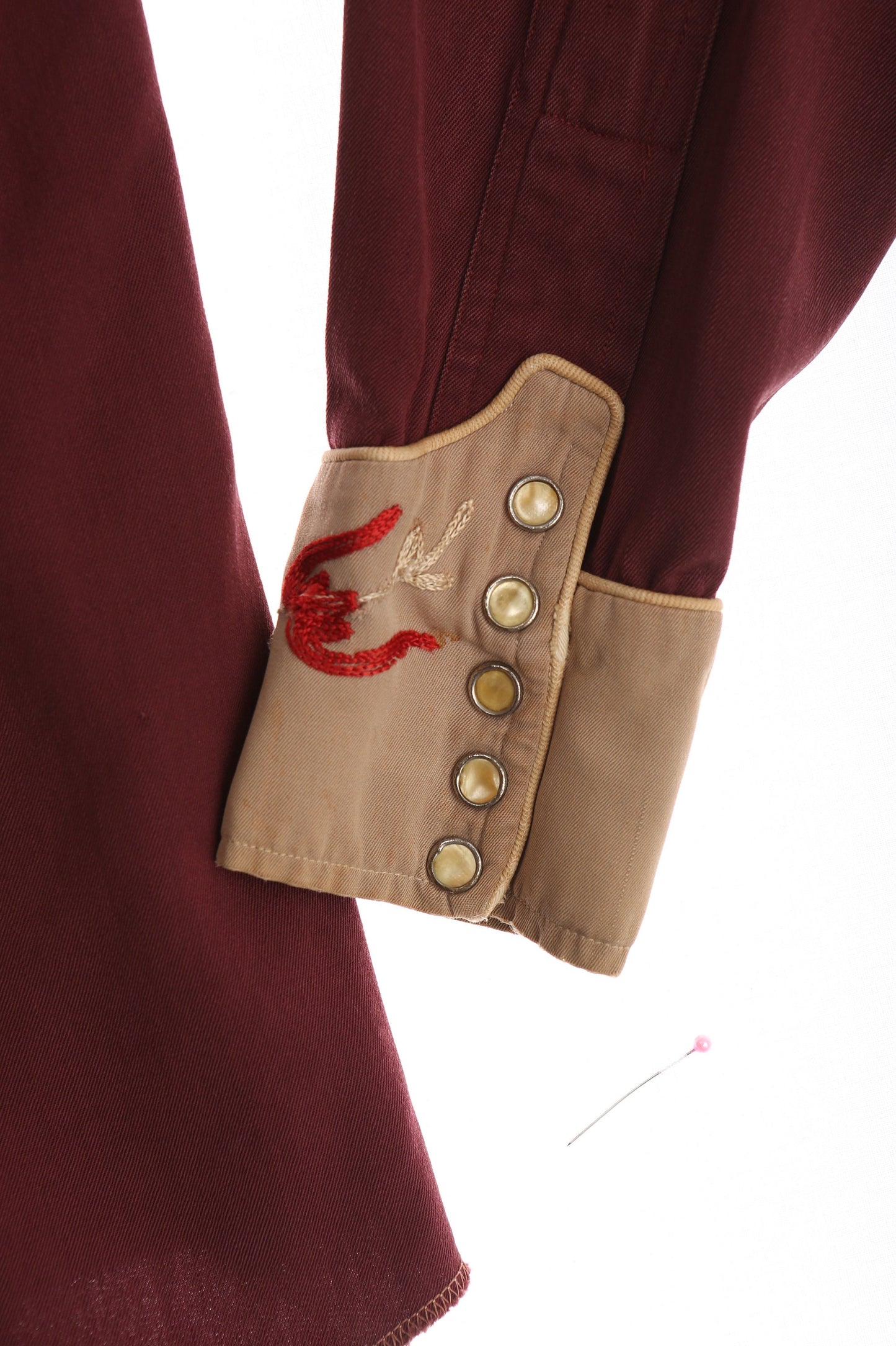 Vintage Men Red Gabardine Western Shirt / Era 1940's - 1950's