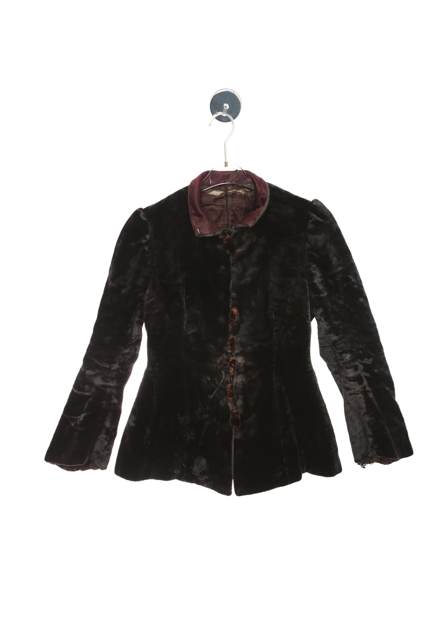 Vintage Victorian Jacket / Brown Fur Leather / Estimated Era 1800's