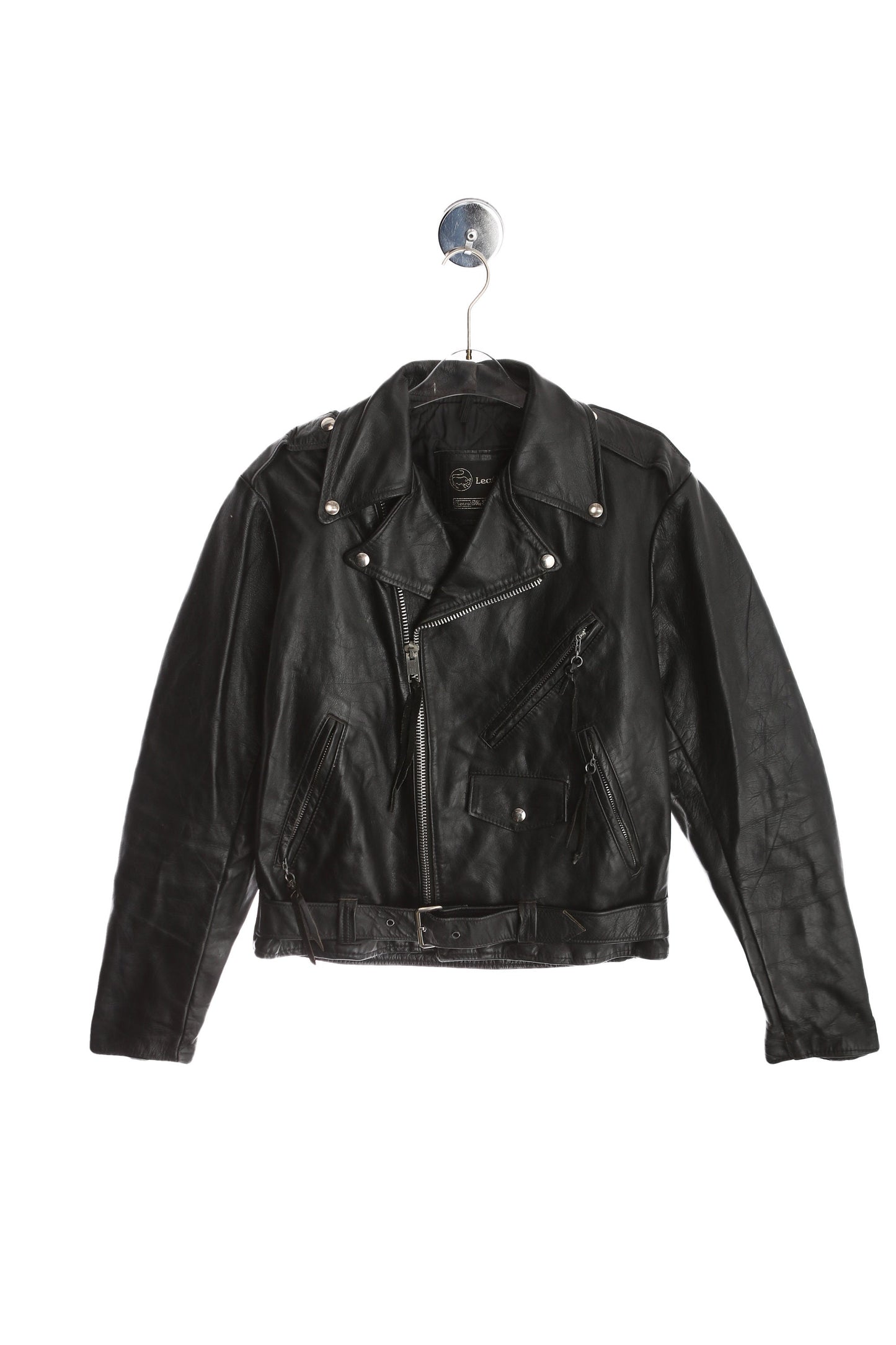 Vintage Black Biker Leather Jacket by The Leather Shop Sears
