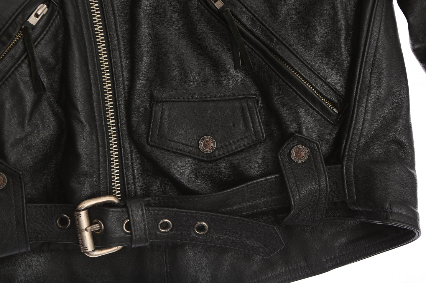 Men's Biker Black Leather Jacket / Size Large / Made in USA