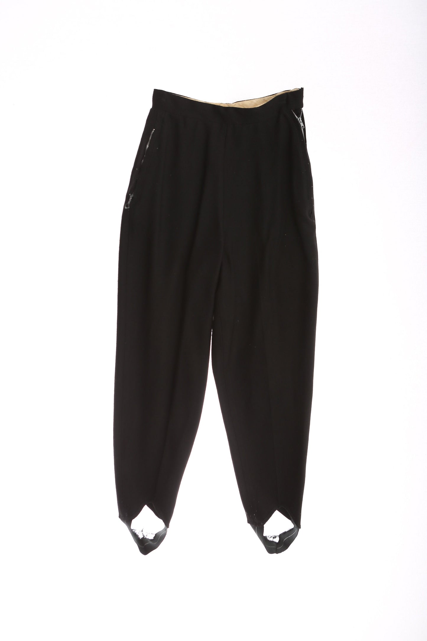 Vintage Women's Black Casual Pants / High Waist / Side Zipper Closure / Era 1940's - 1950's