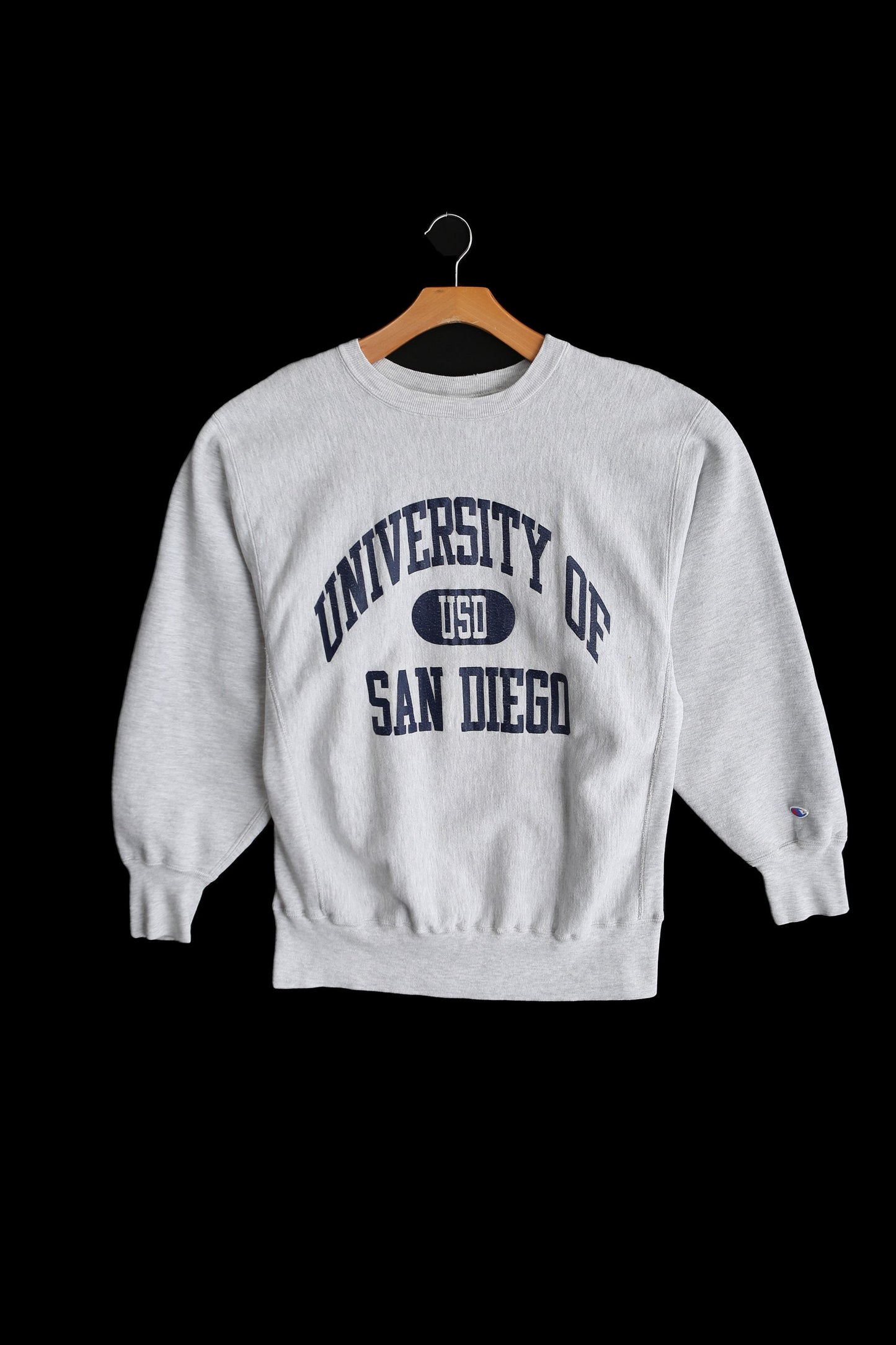 Vintage Champion Gray Crew Neck Sweatshirt - University of San Diego Print - Era 1980's - 1990's