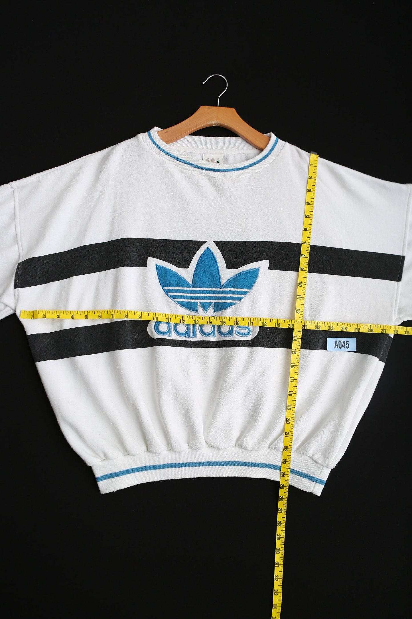 Vintage Adidas Oversized Crew Neck Striped White Sweatshirt