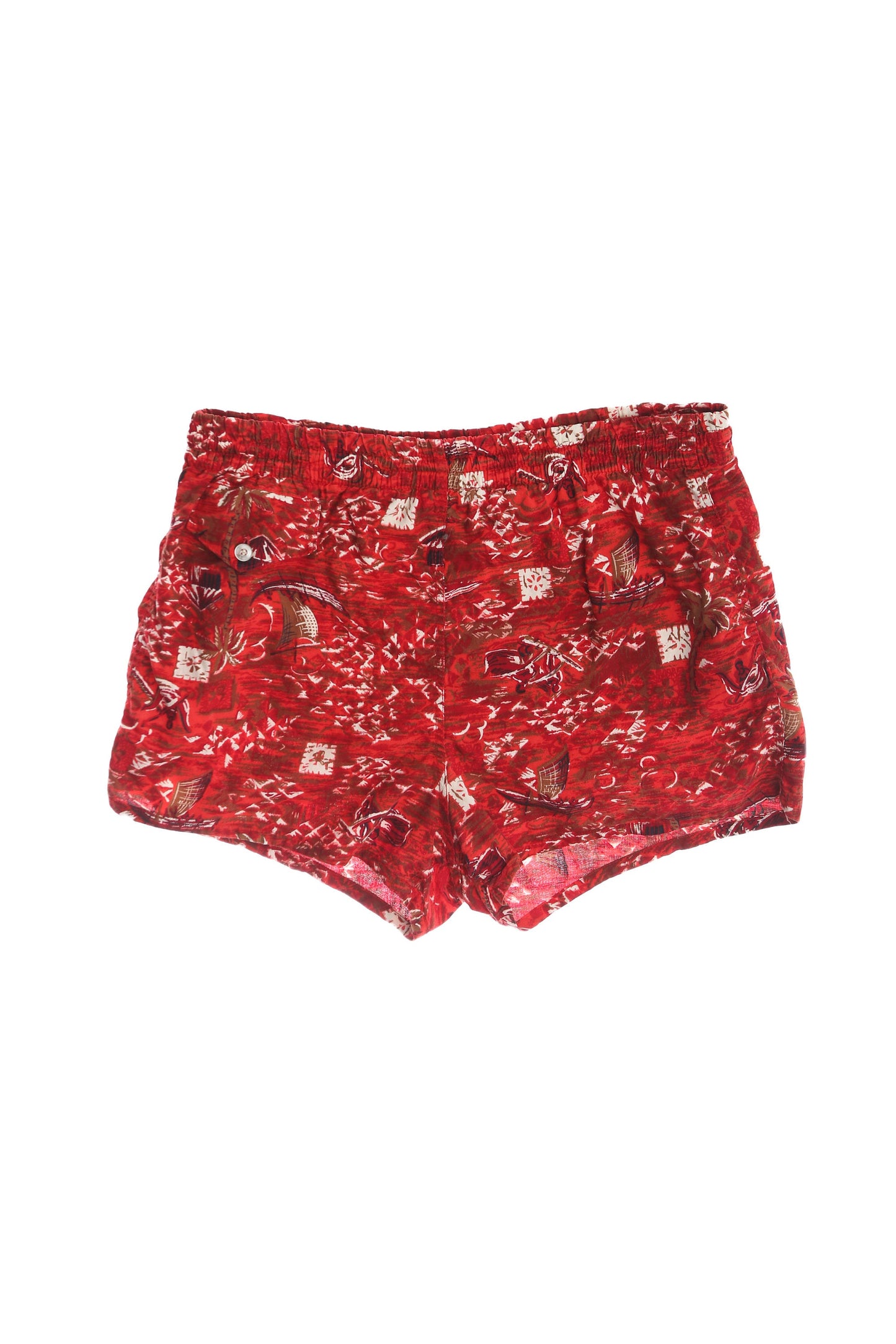 Vintage Men Red Hawaiian Swim Trunks / Era 1950's - 1960's