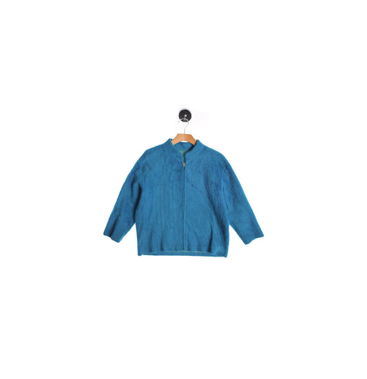Vintage Blue Mohair Jacket - Zipper Closure - Era 60s -70s