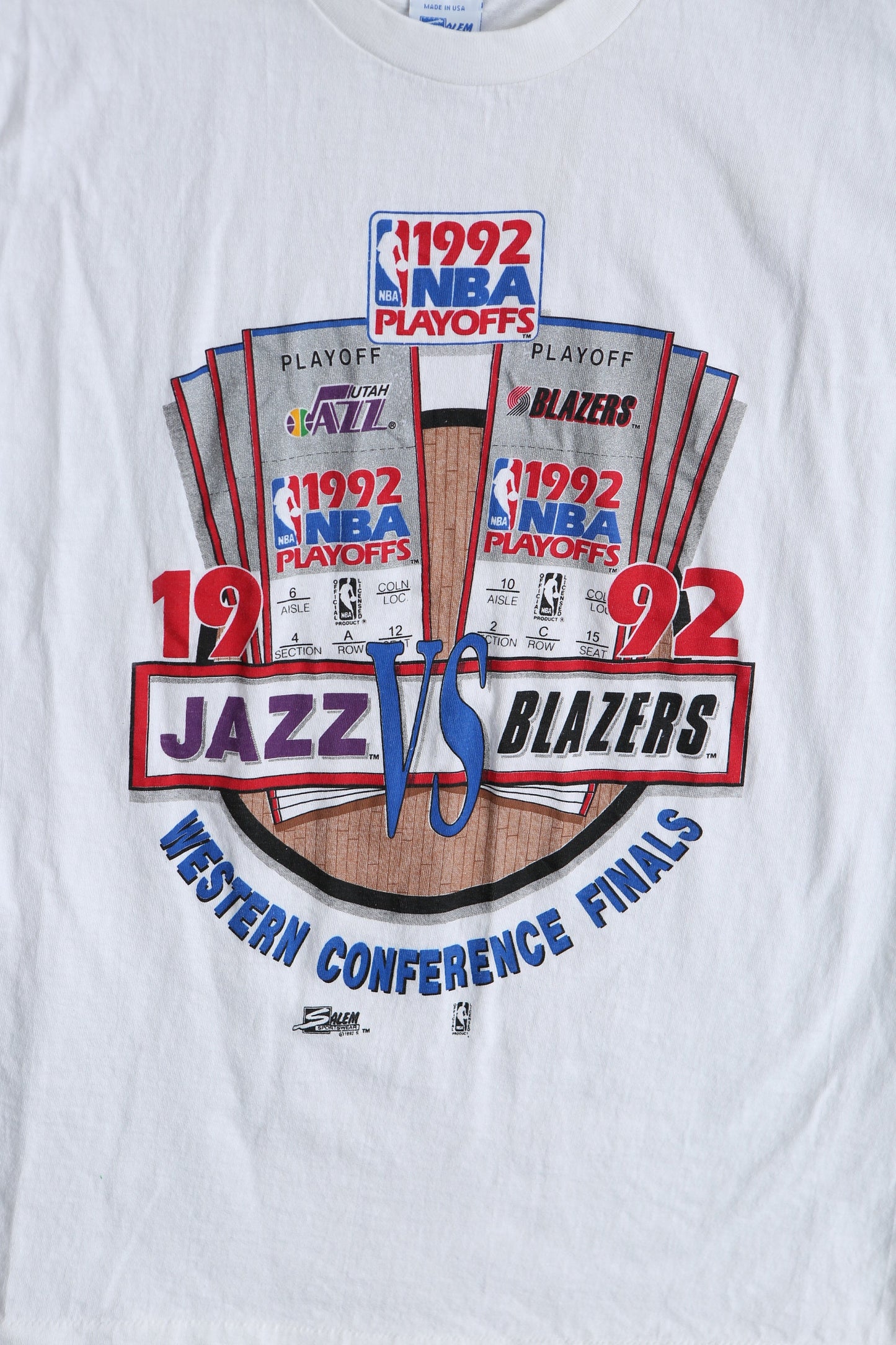 Vintage Basketball Graphic T-shirt / 1992 Jazz VS Blazers Playoffs