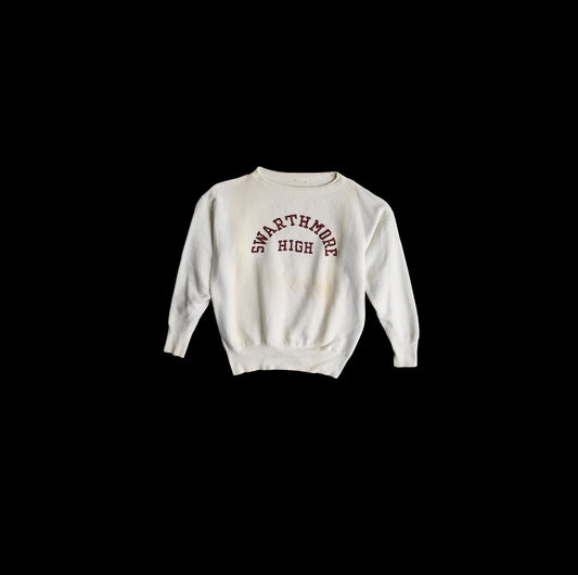 Vintage Crew Neck White T-shirt with Swarthmore High Print