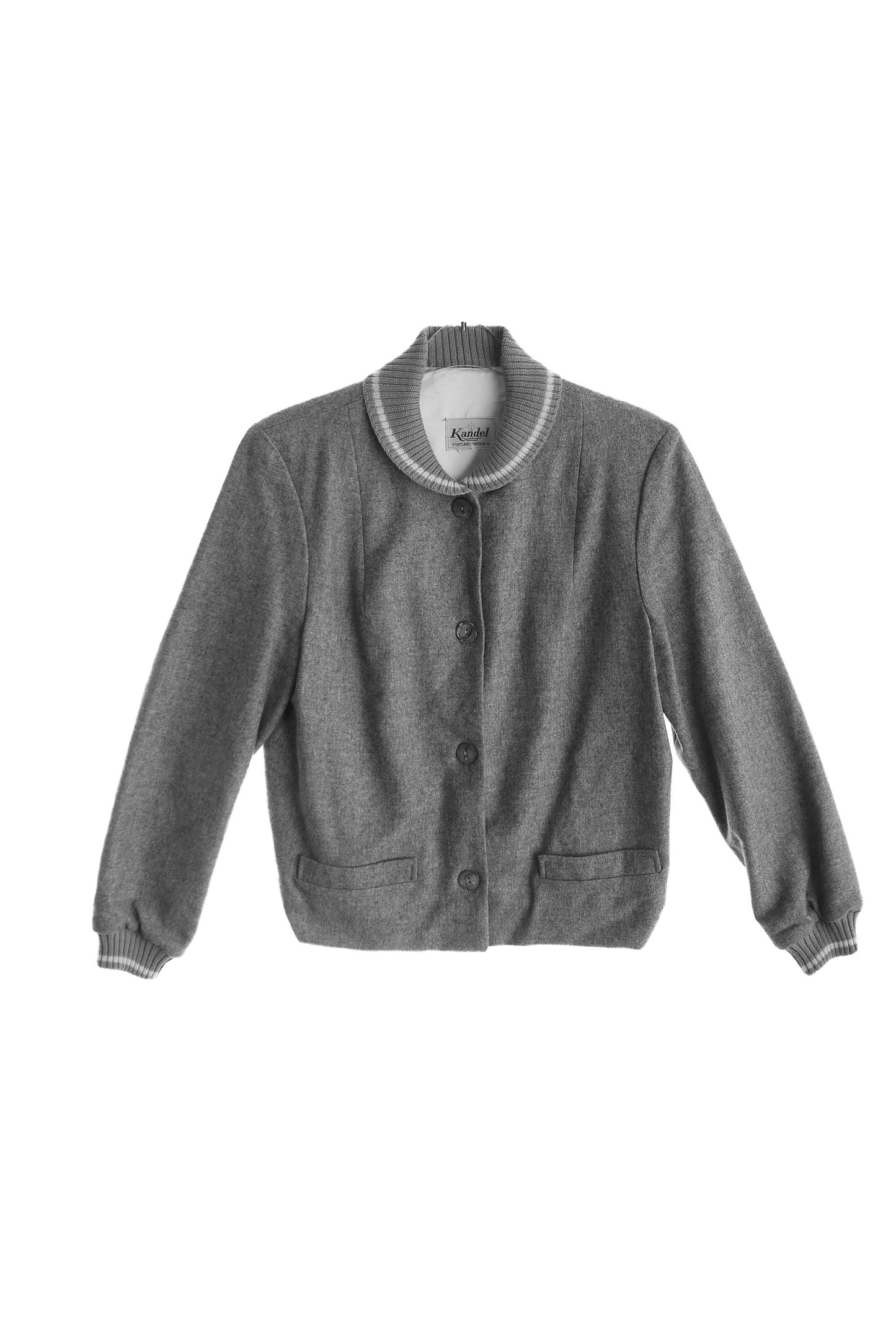 Vintage Women Gray Varsity Jacket by Kandel / Era 1950's - 1960's